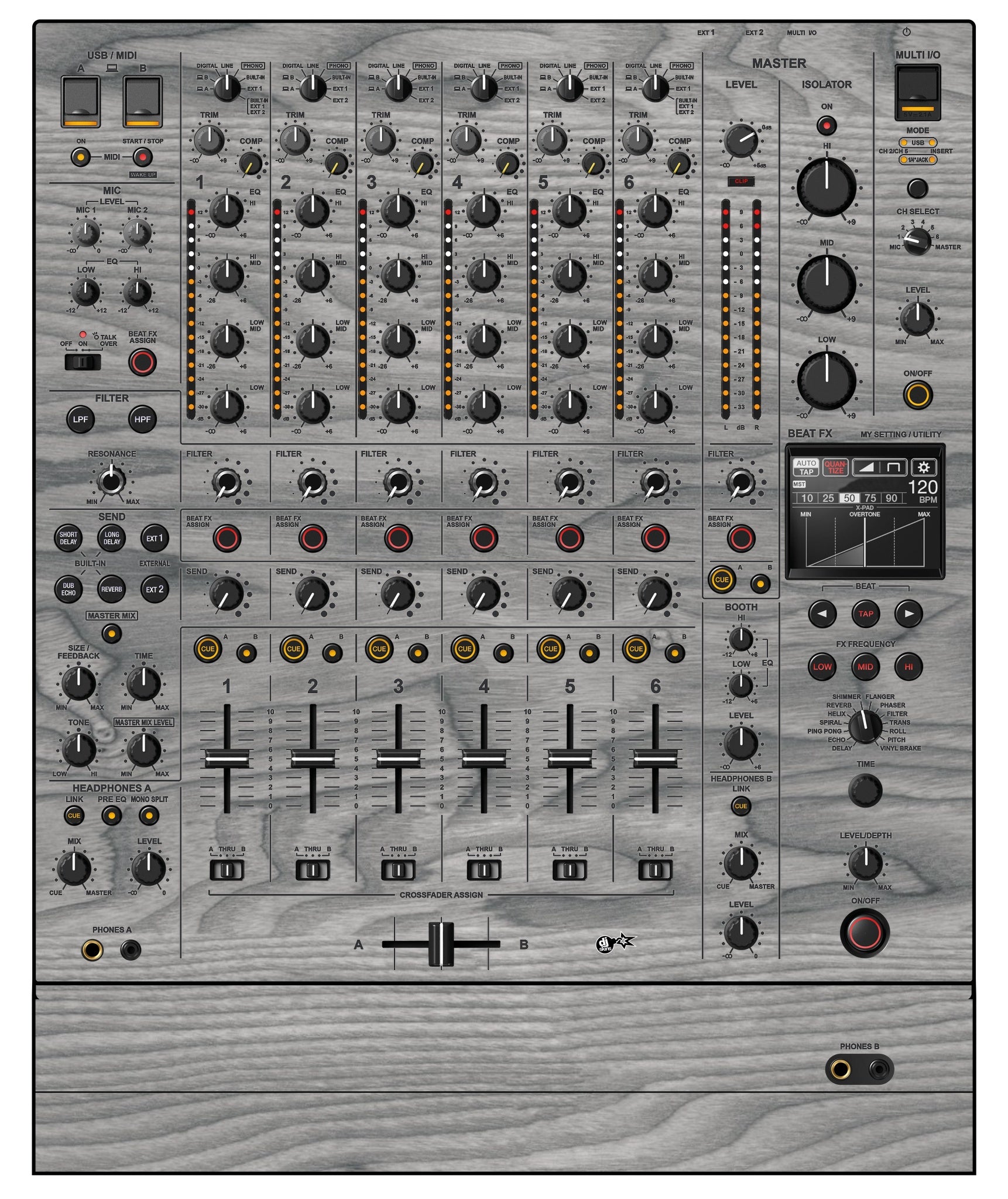 Pioneer DJ DJM V10 Skin Wood Grey