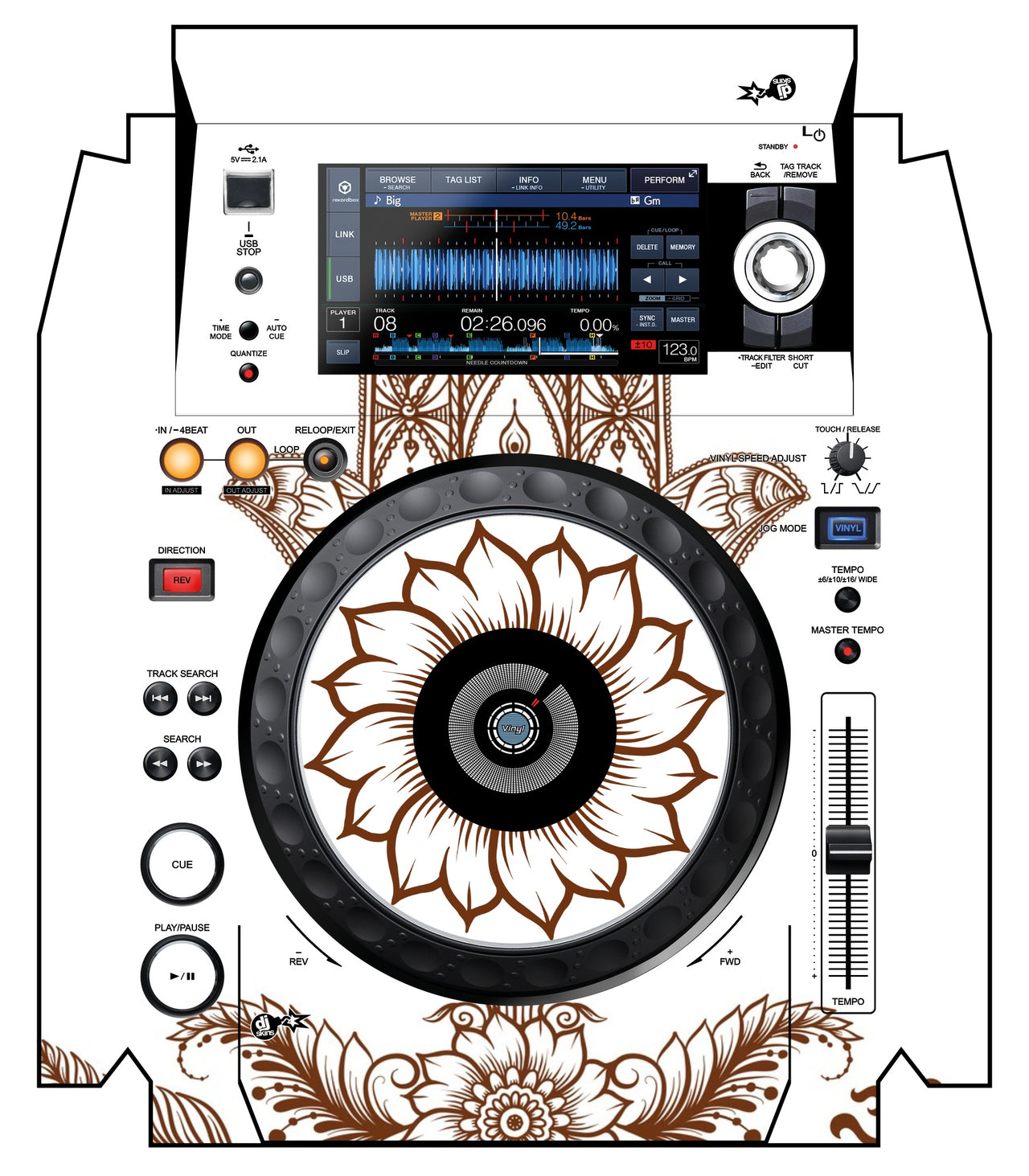 Pioneer DJ XDJ 1000 MK2 Skin Henna Classic