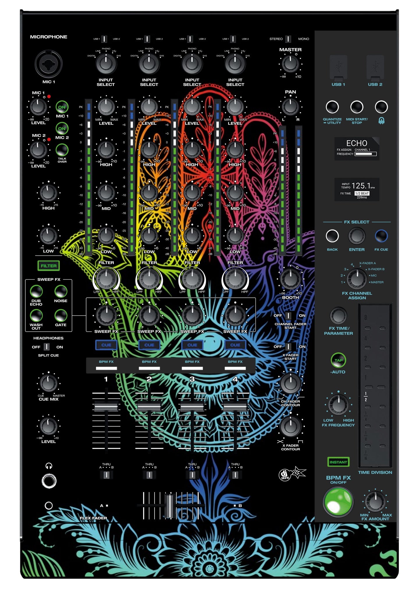 Denon DJ X 1850 Skin Henna Rainbow