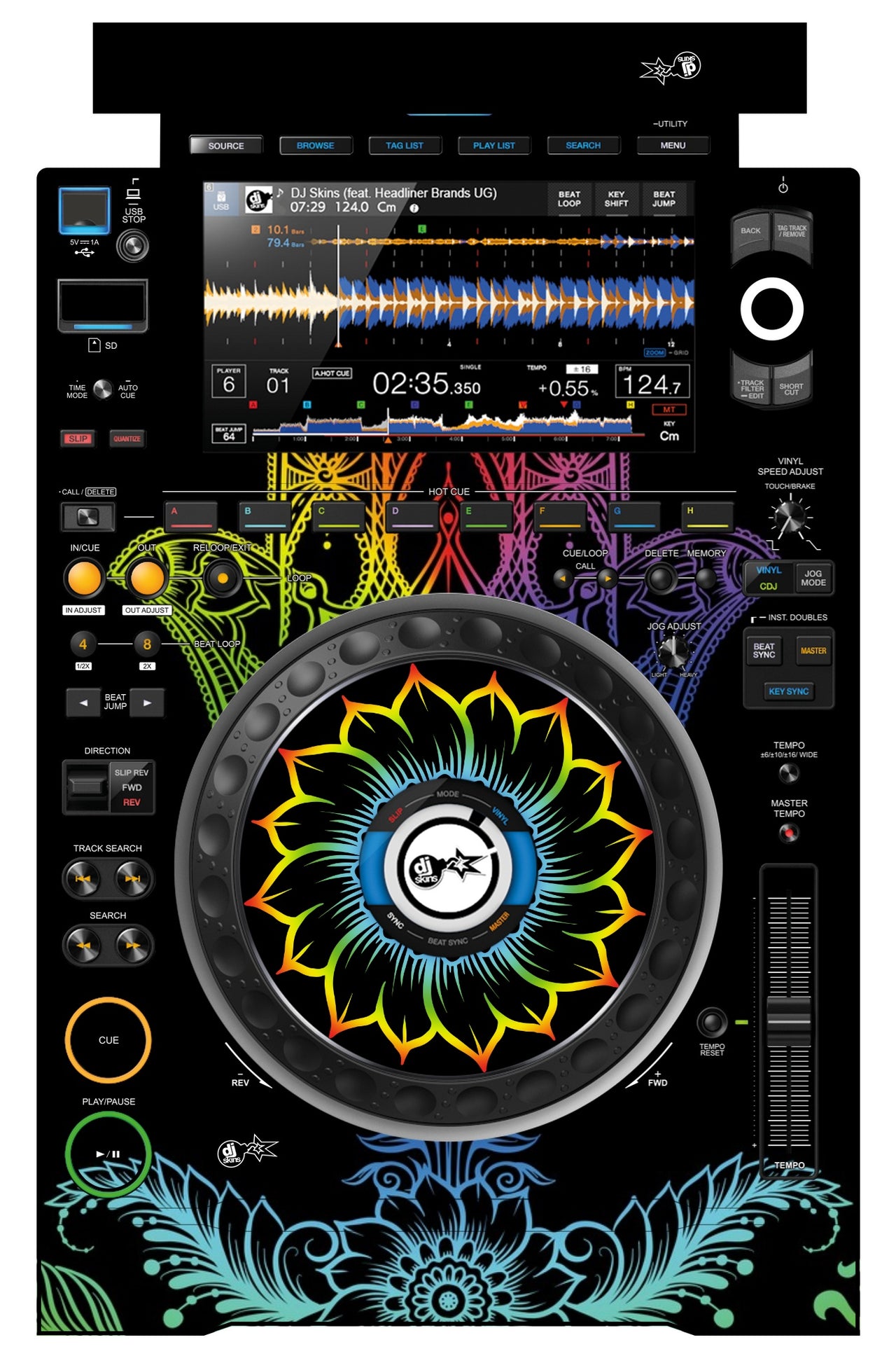 Pioneer DJ CDJ 3000 Skin Henna Rainbow