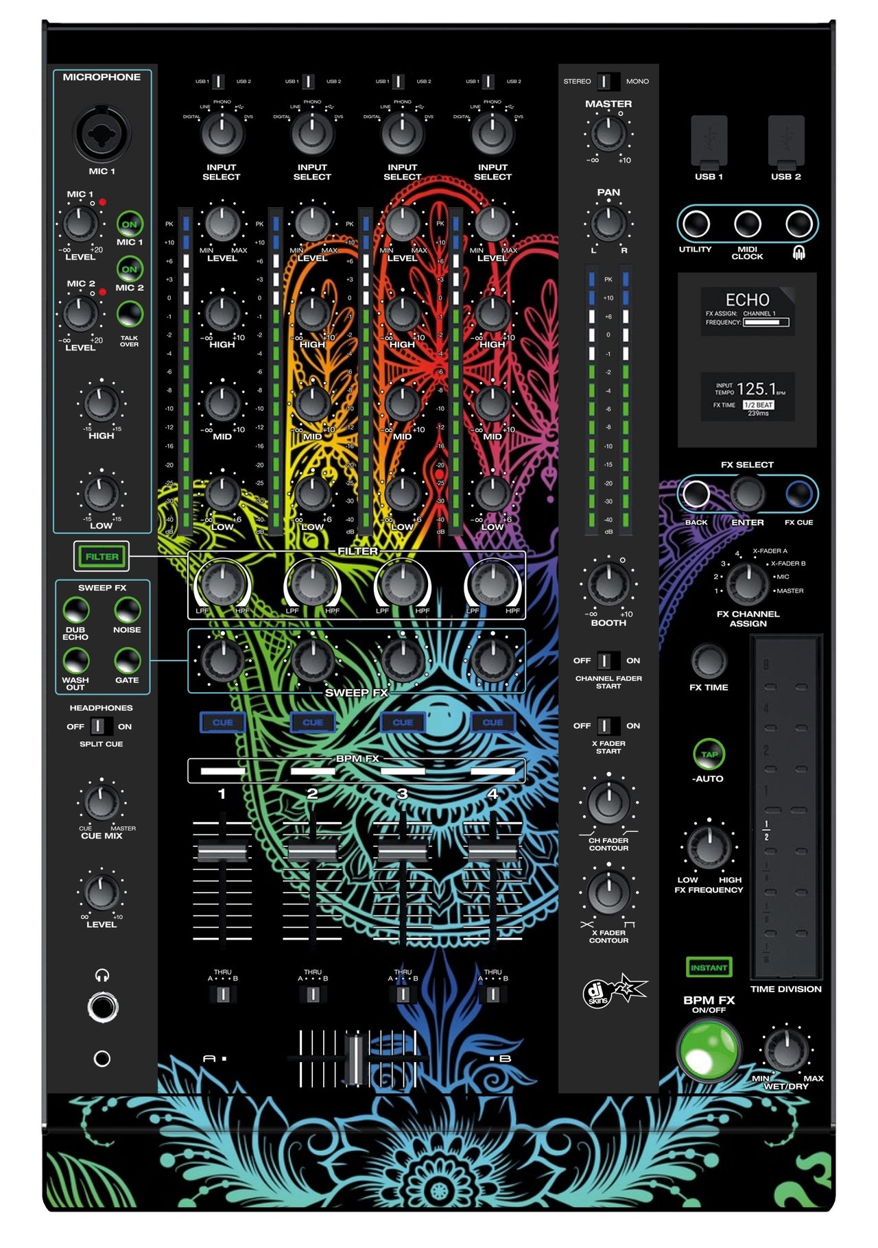 Denon DJ X 1800 Skin Henna Rainbow