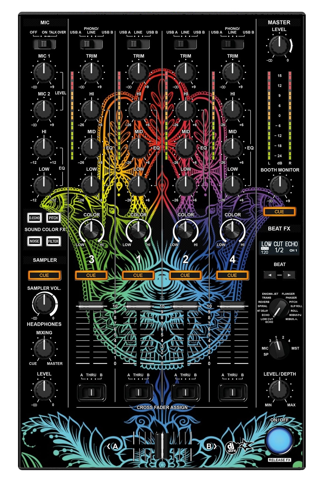 Pioneer DJ DDJ 1000 MIXER Skin Henna Rainbow