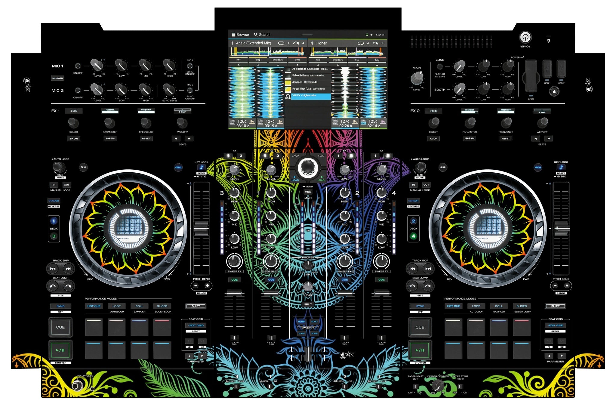 Denon DJ PRIME 4+ Skin Henna Rainbow