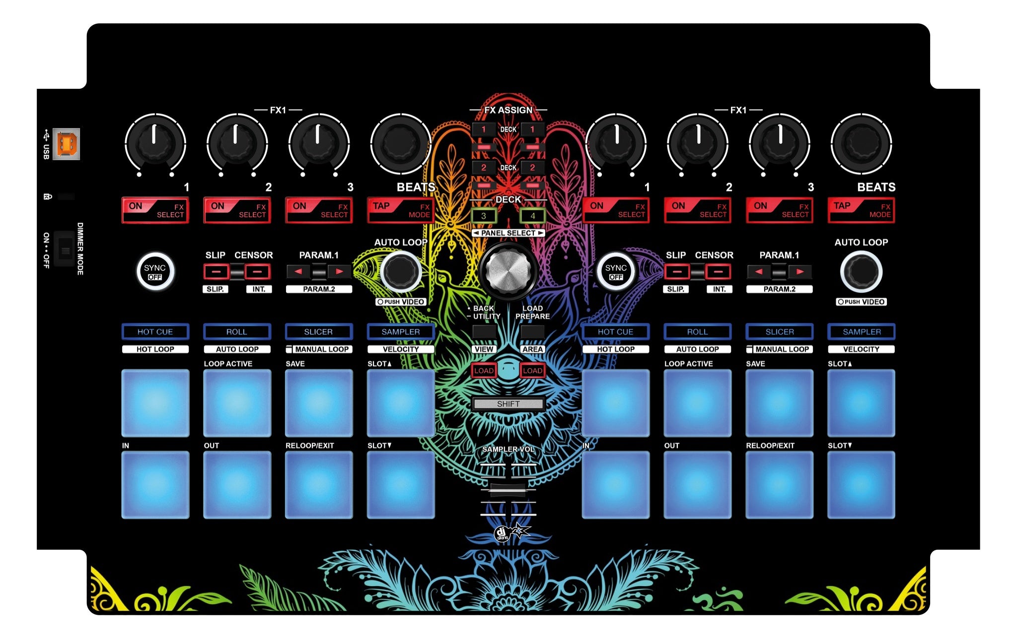 Pioneer DJ DDJ SP 1 Skin Henna Rainbow