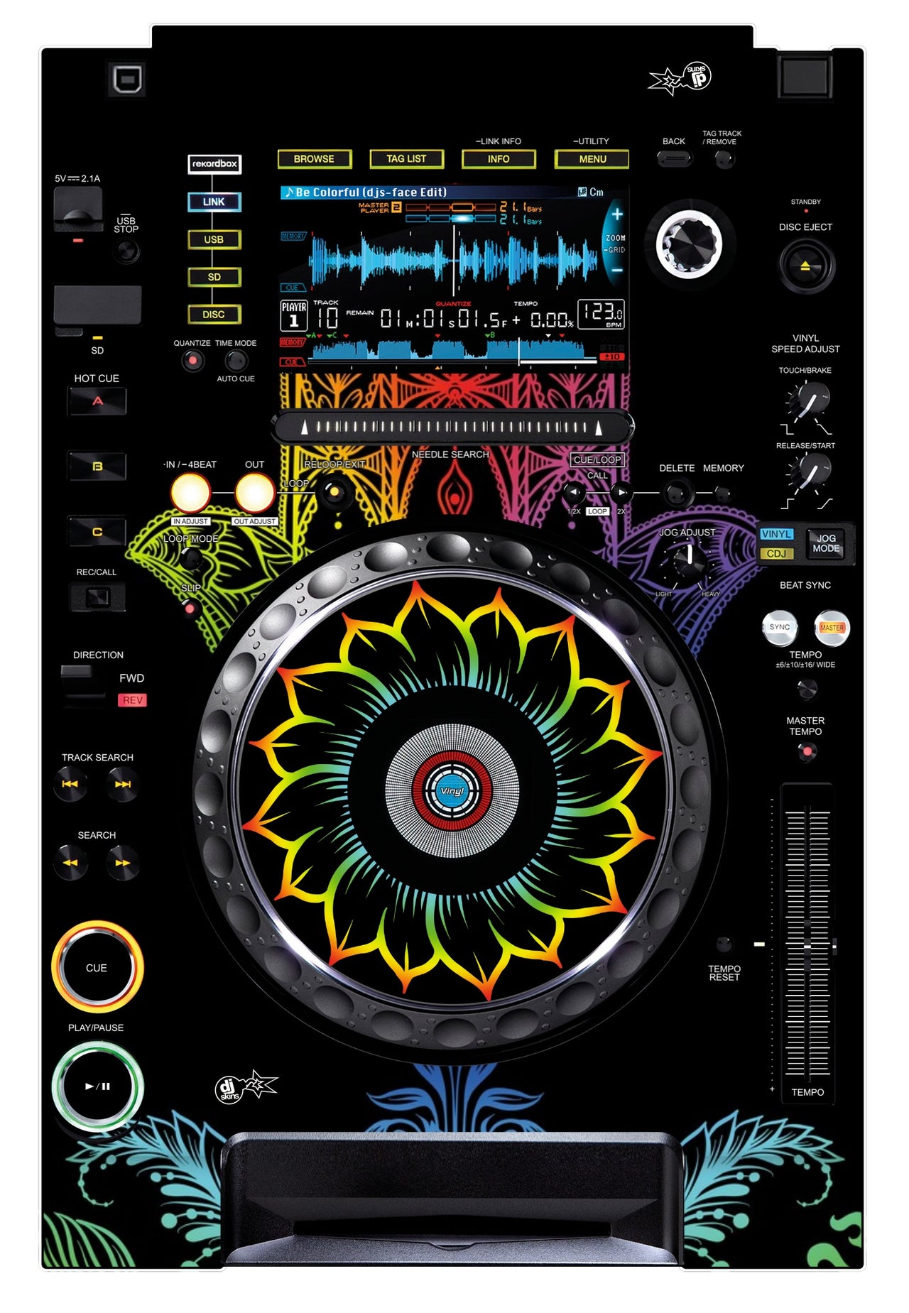 Pioneer DJ CDJ 2000 NEXUS Skin Henna Rainbow