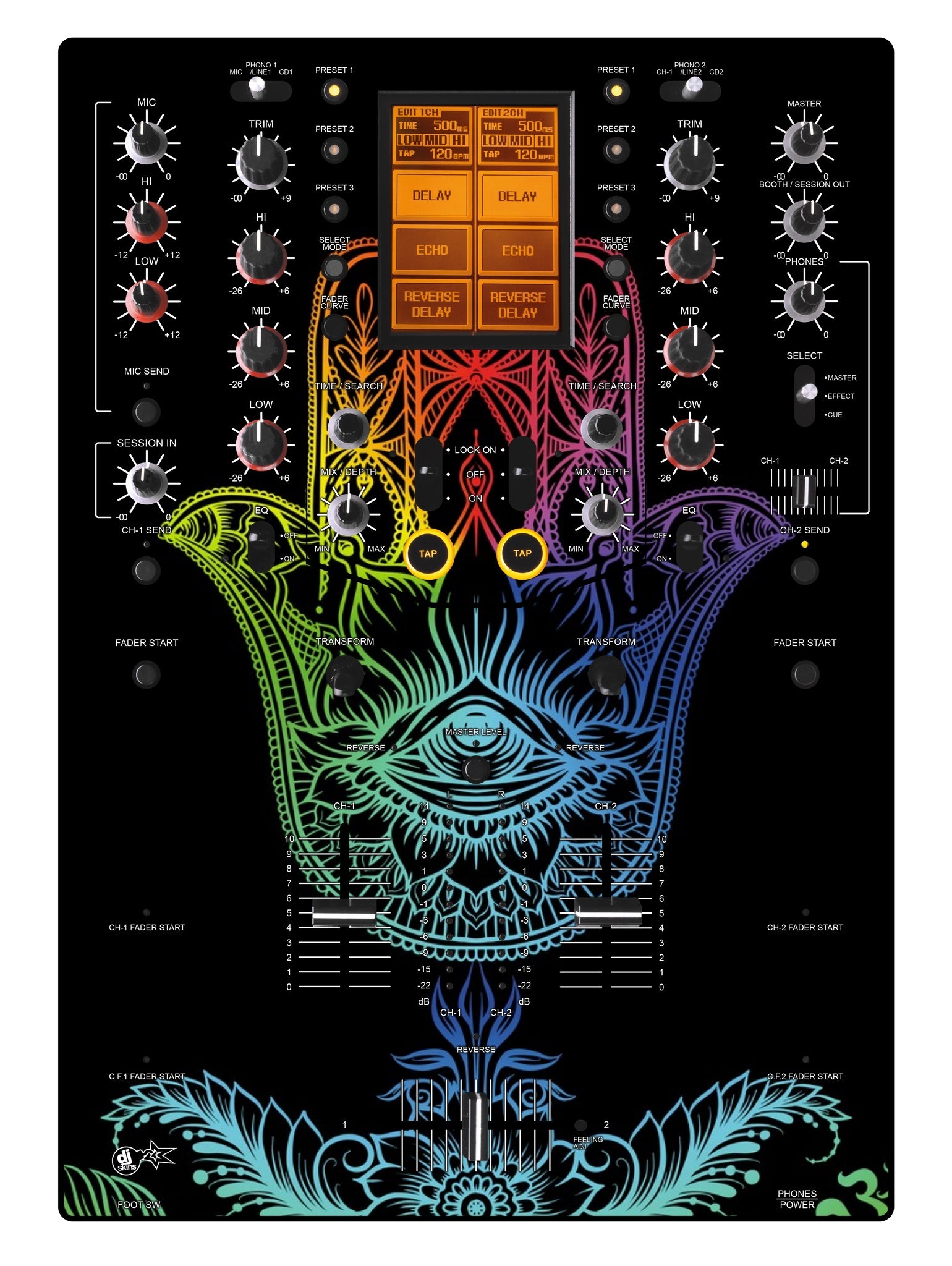 Pioneer DJ DJM 909 Skin Henna Rainbow