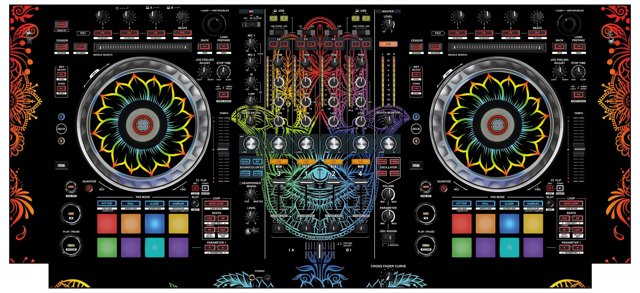 Pioneer DJ DDJ SZ 2 Skin Henna Rainbow