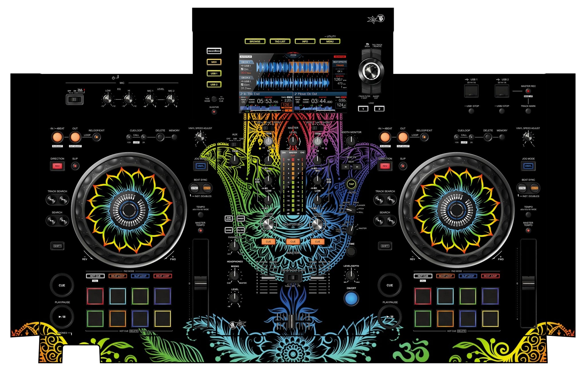Pioneer DJ XDJ RX 2 Skin Henna Rainbow