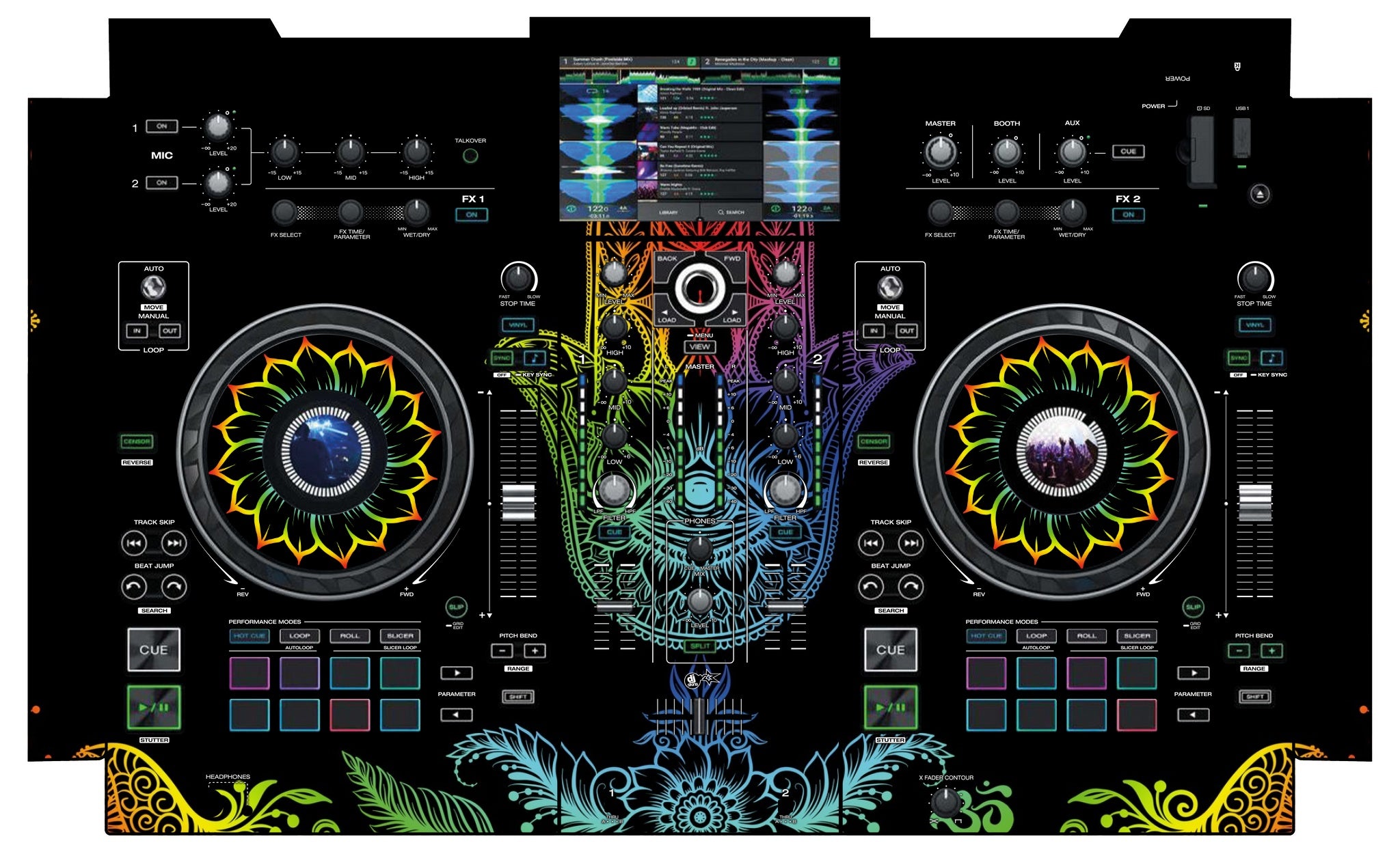 Denon DJ PRIME 2 Skin Henna Rainbow