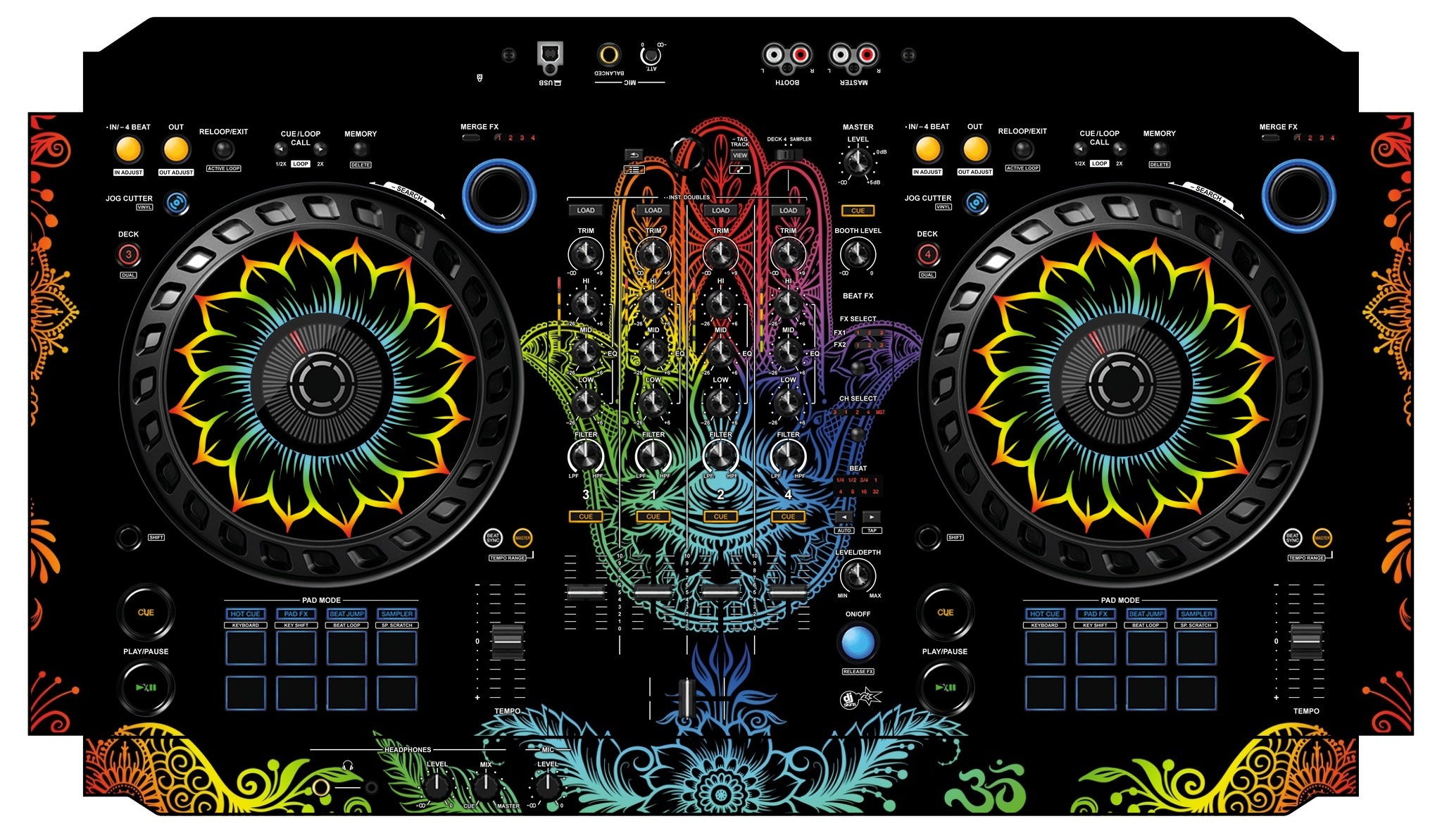 Pioneer DJ DDJ FLX6 Skin Henna Rainbow