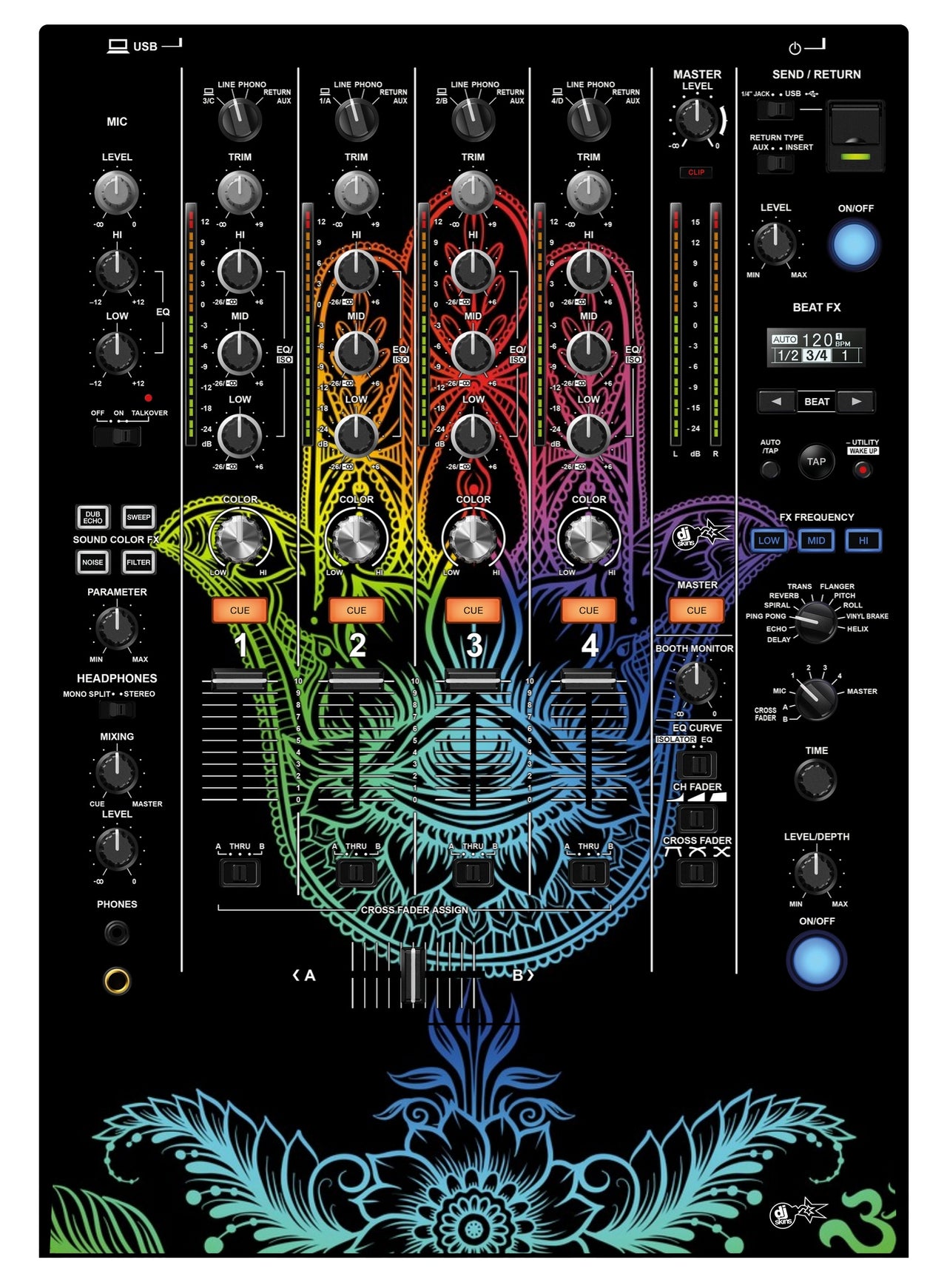 Pioneer DJ DJM 750 MK2 Skin Henna Rainbow