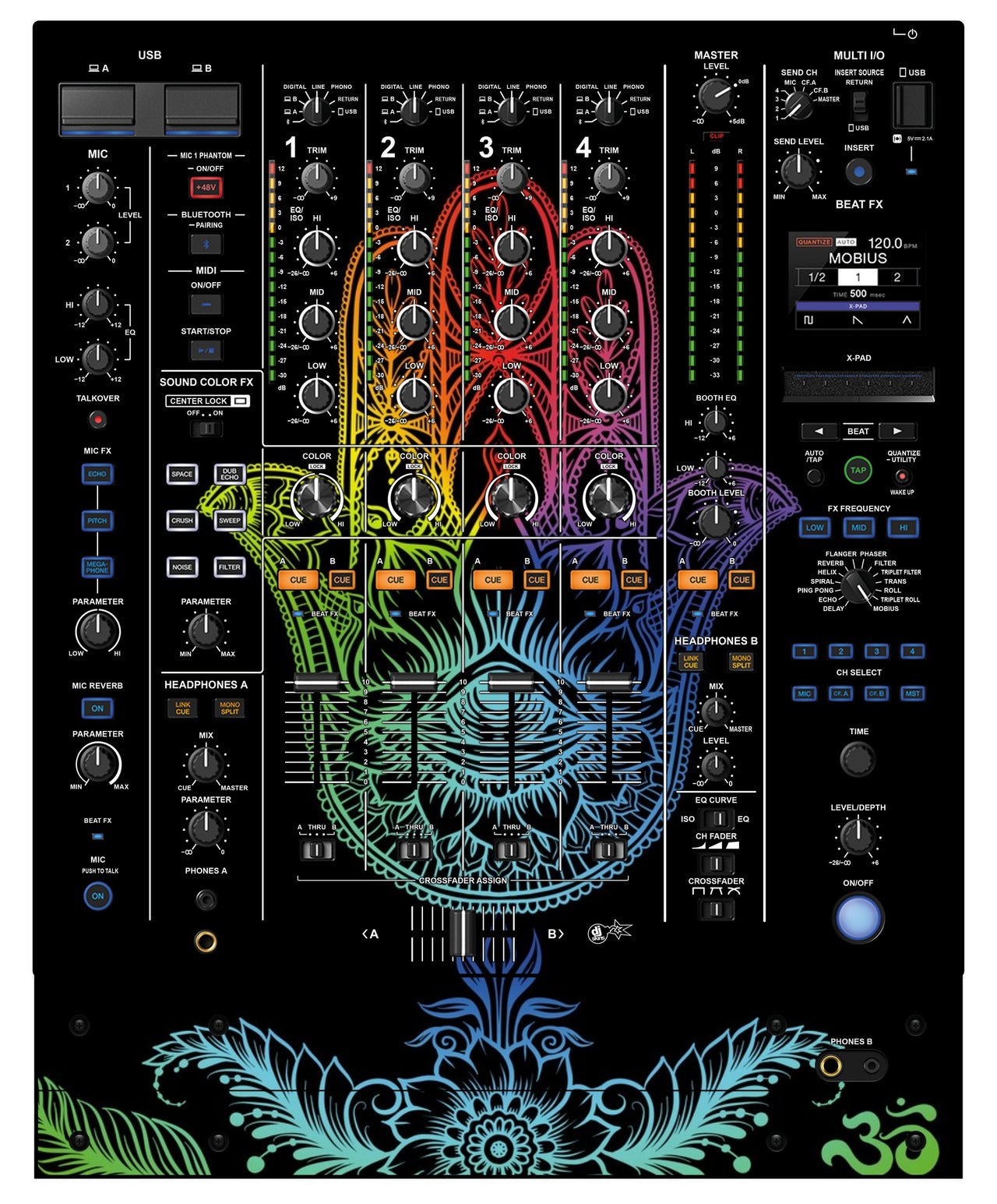 Pioneer DJ DJM A9 Skin Henna Rainbow