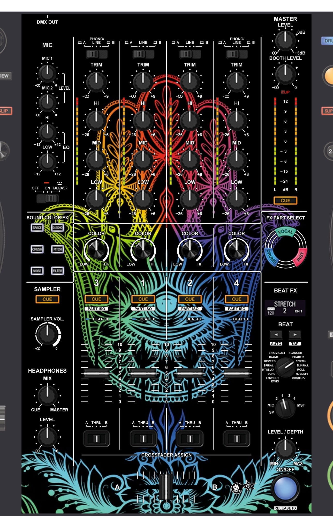 Pioneer DJ DDJ FLX10 MIXER Skin Henna Rainbow