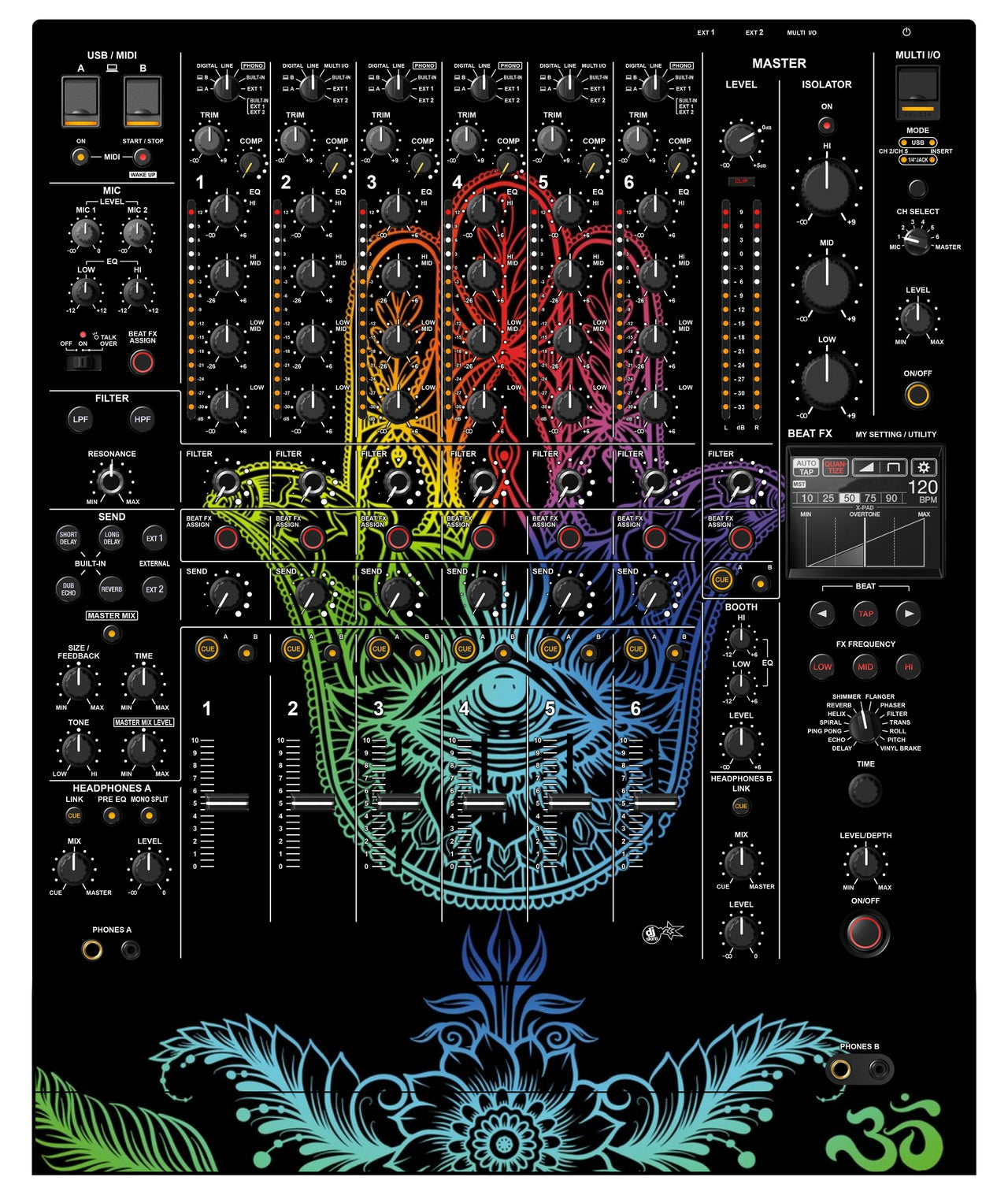 Pioneer DJ DJM V10 LF Skin Henna Rainbow