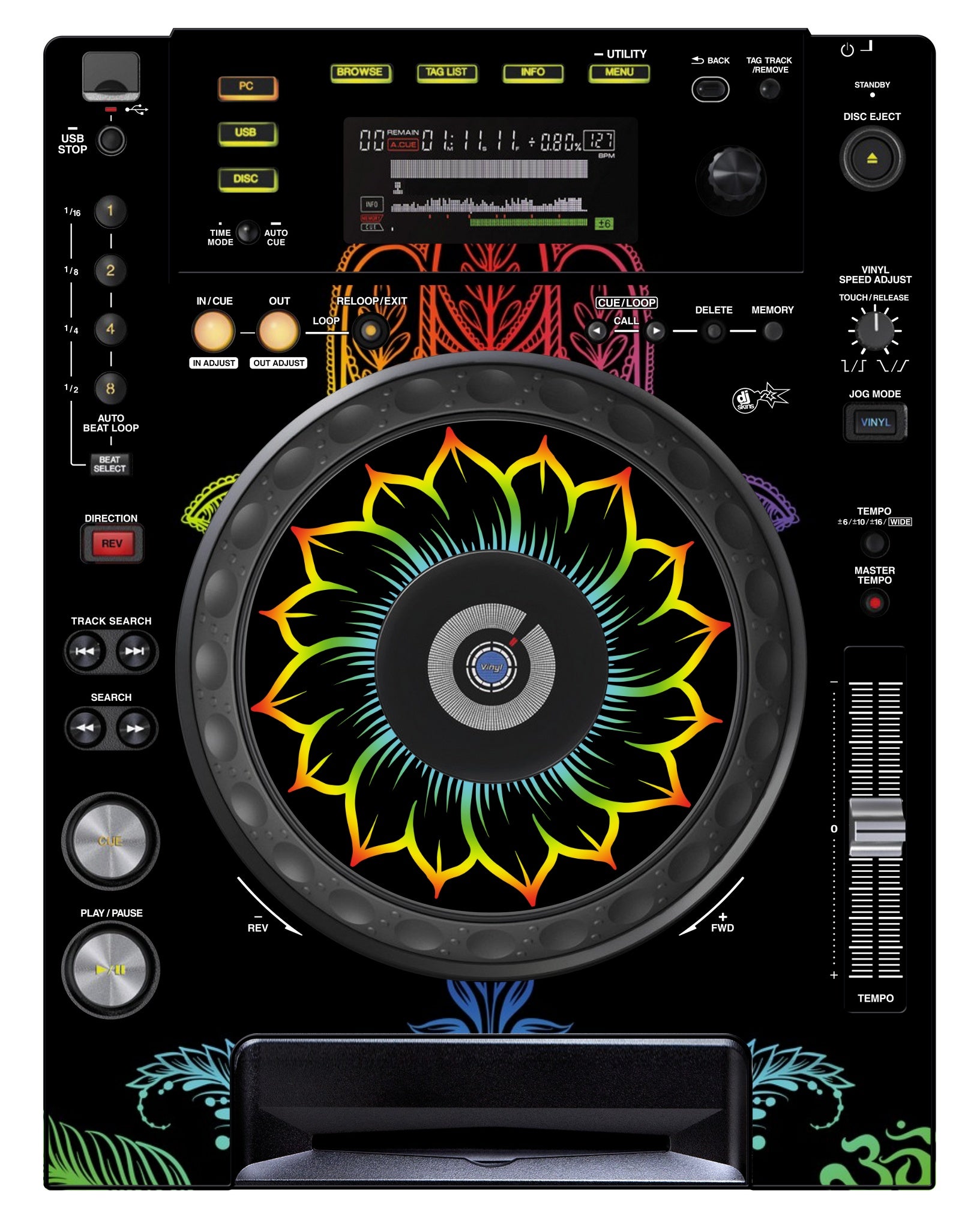 Pioneer DJ CDJ 850 Skin Henna Rainbow
