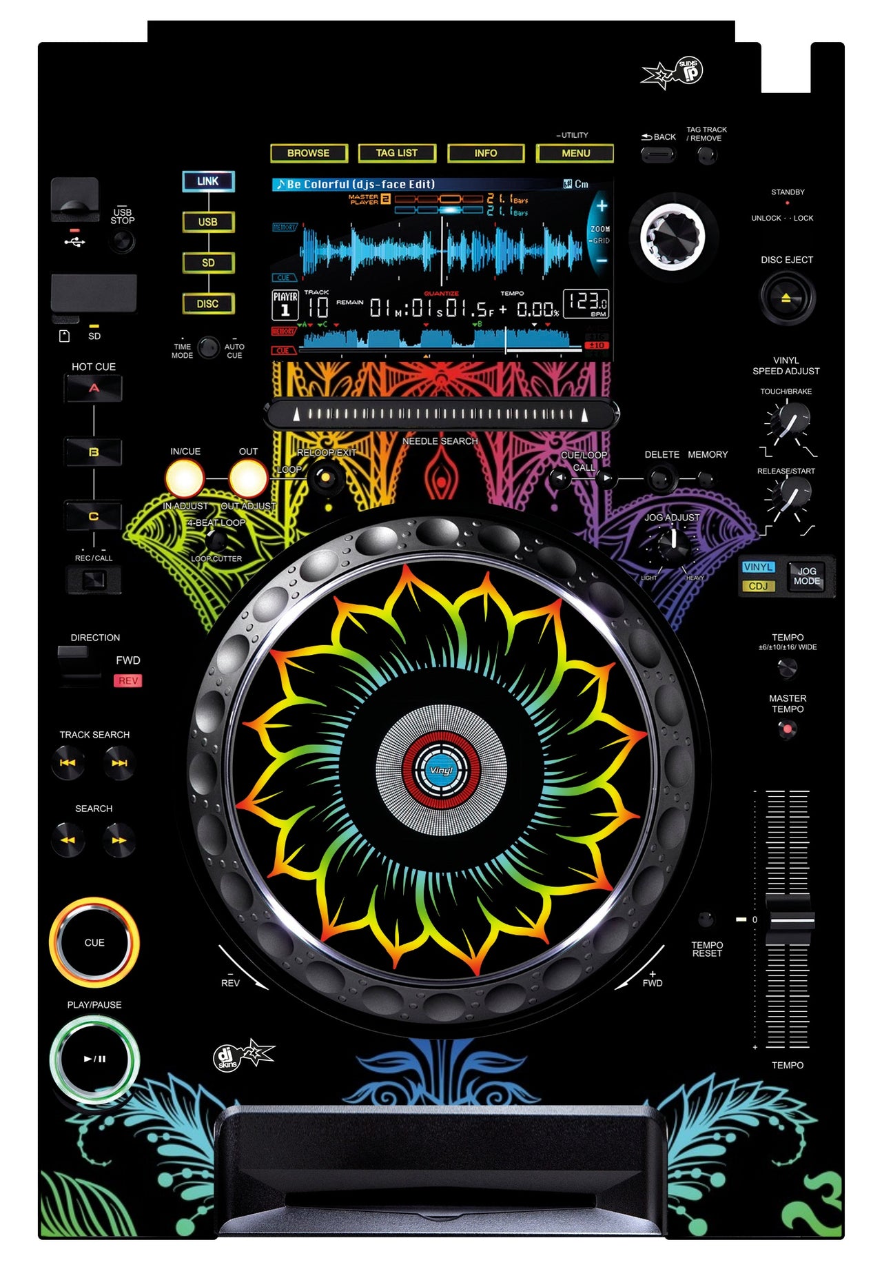 Pioneer DJ CDJ 2000 Skin Henna Rainbow