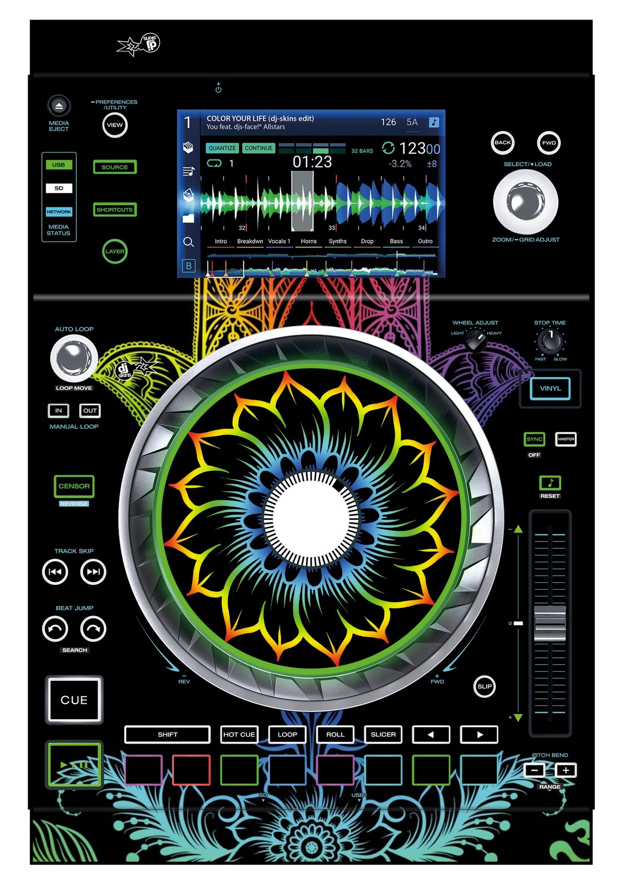 Denon DJ SC 5000 Skin Henna Rainbow