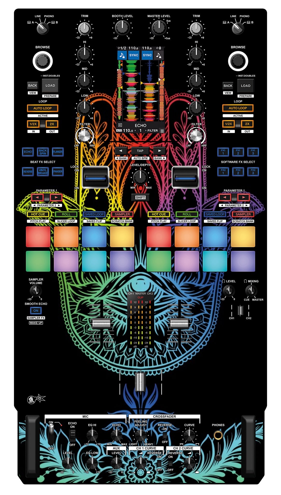 Pioneer DJ DJM S11 Skin Henna Rainbow