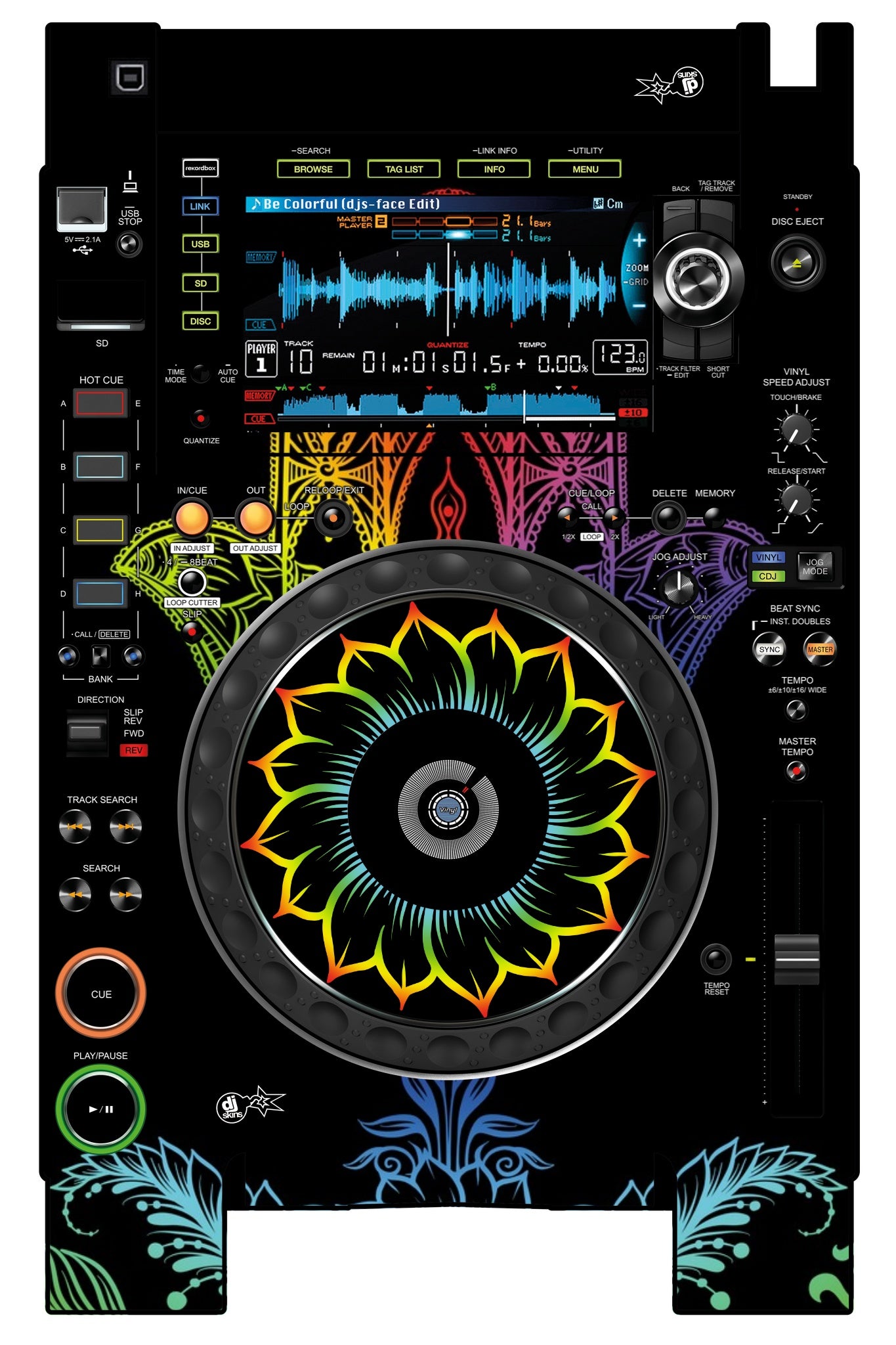 Pioneer DJ CDJ 2000 NEXUS 2 Skin Henna Rainbow