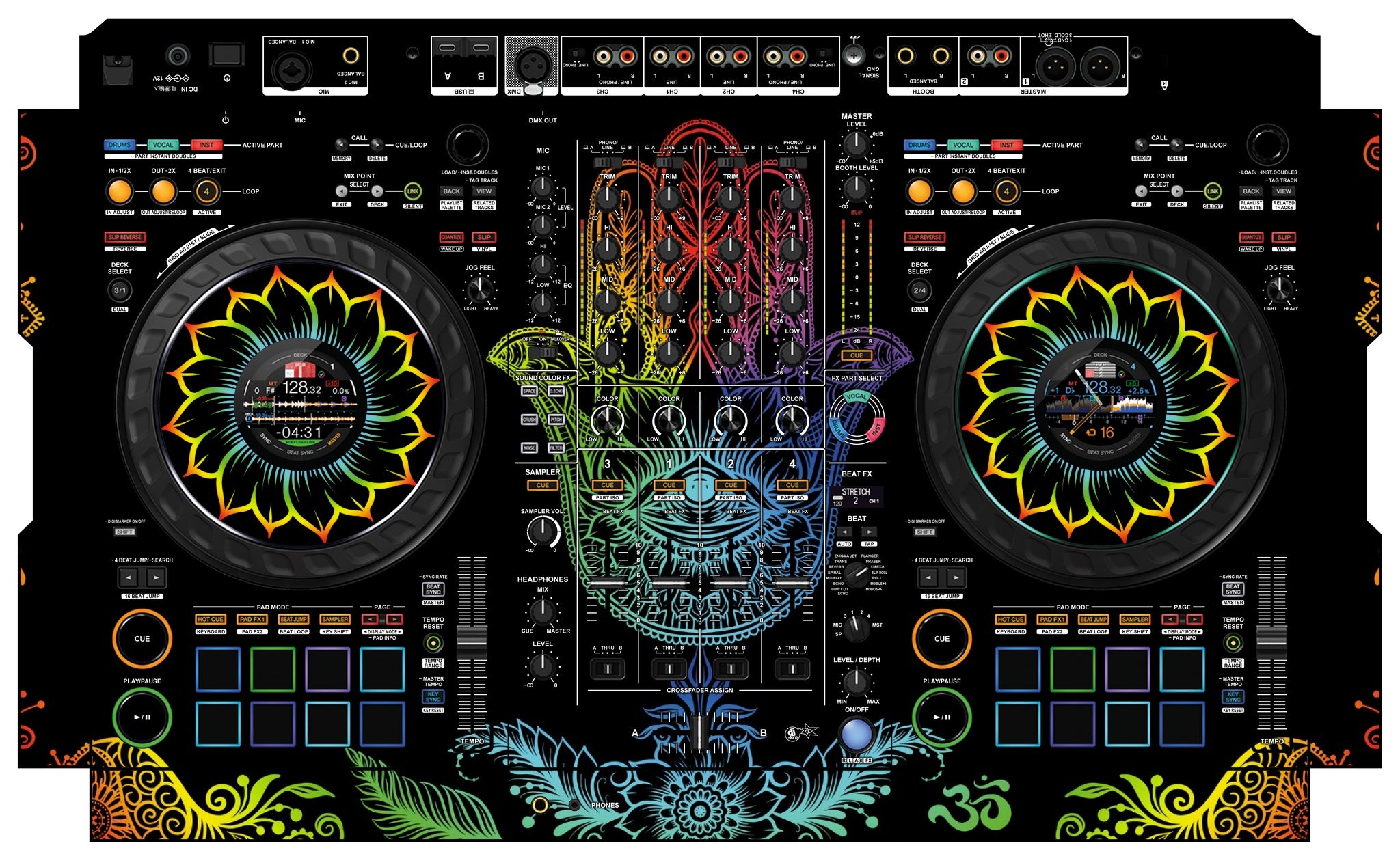 Pioneer DJ DDJ FLX10 Skin Henna Rainbow