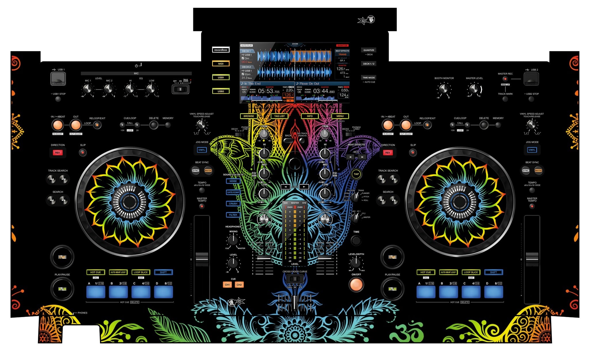 Pioneer DJ XDJ RX Skin Henna Rainbow