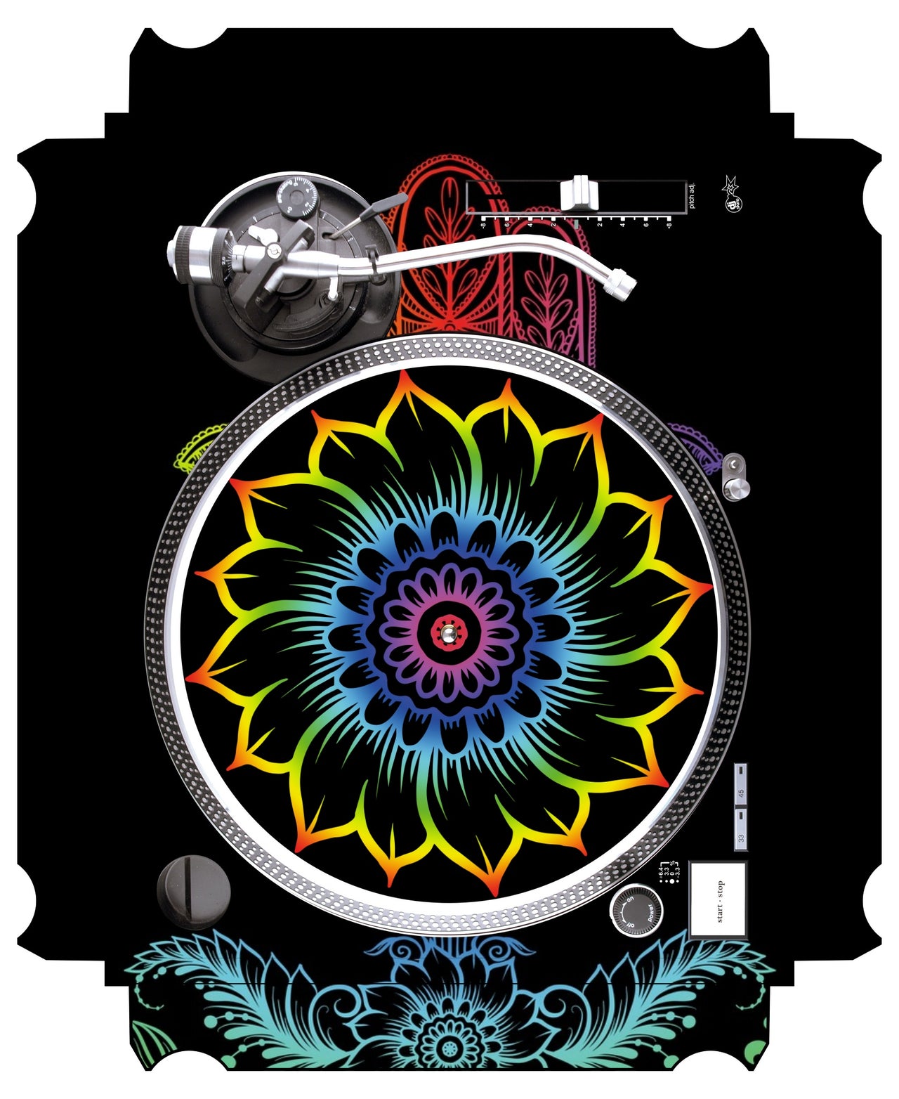 Technics 1200 / 1210 MK2 VERTICAL Skin Henna Rainbow