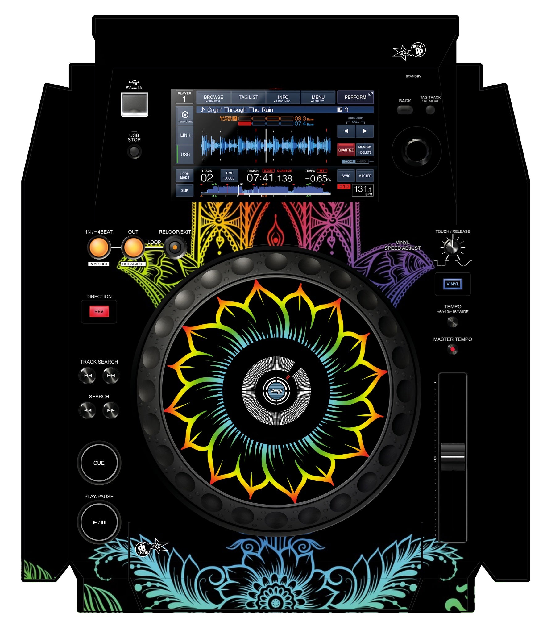 Pioneer DJ XDJ 1000 Skin Henna Rainbow