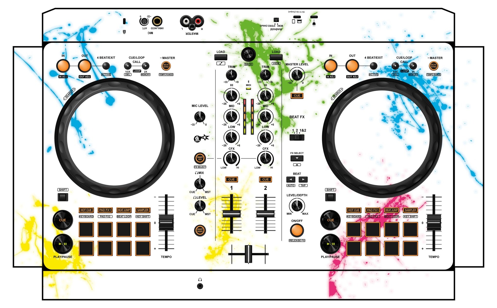 Pioneer DJ DDJ FLX 4 Skin Holi in Colors