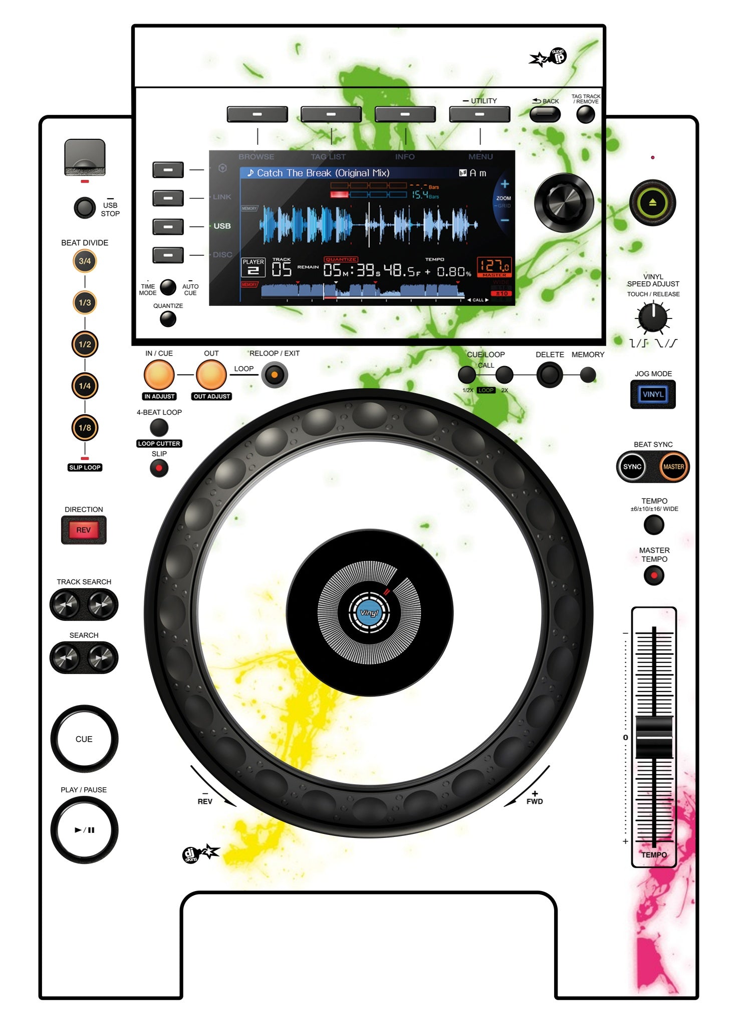 Pioneer DJ CDJ 900 NEXUS Skin Holi in Colors
