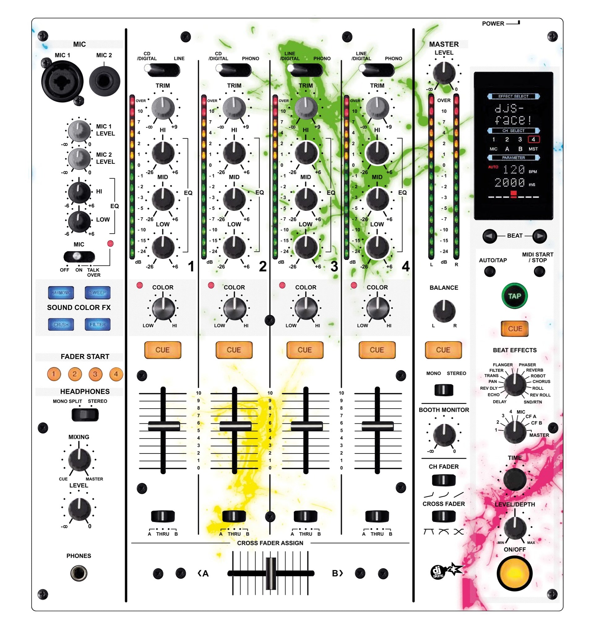 Pioneer DJ DJM 800 Skin Holi in Colors