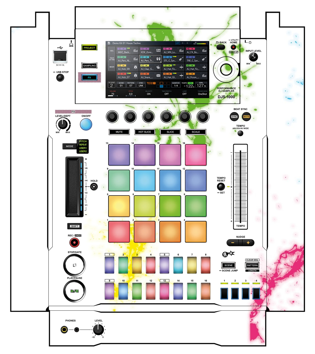 Pioneer DJ DJS 1000 Skin Holi in Colors