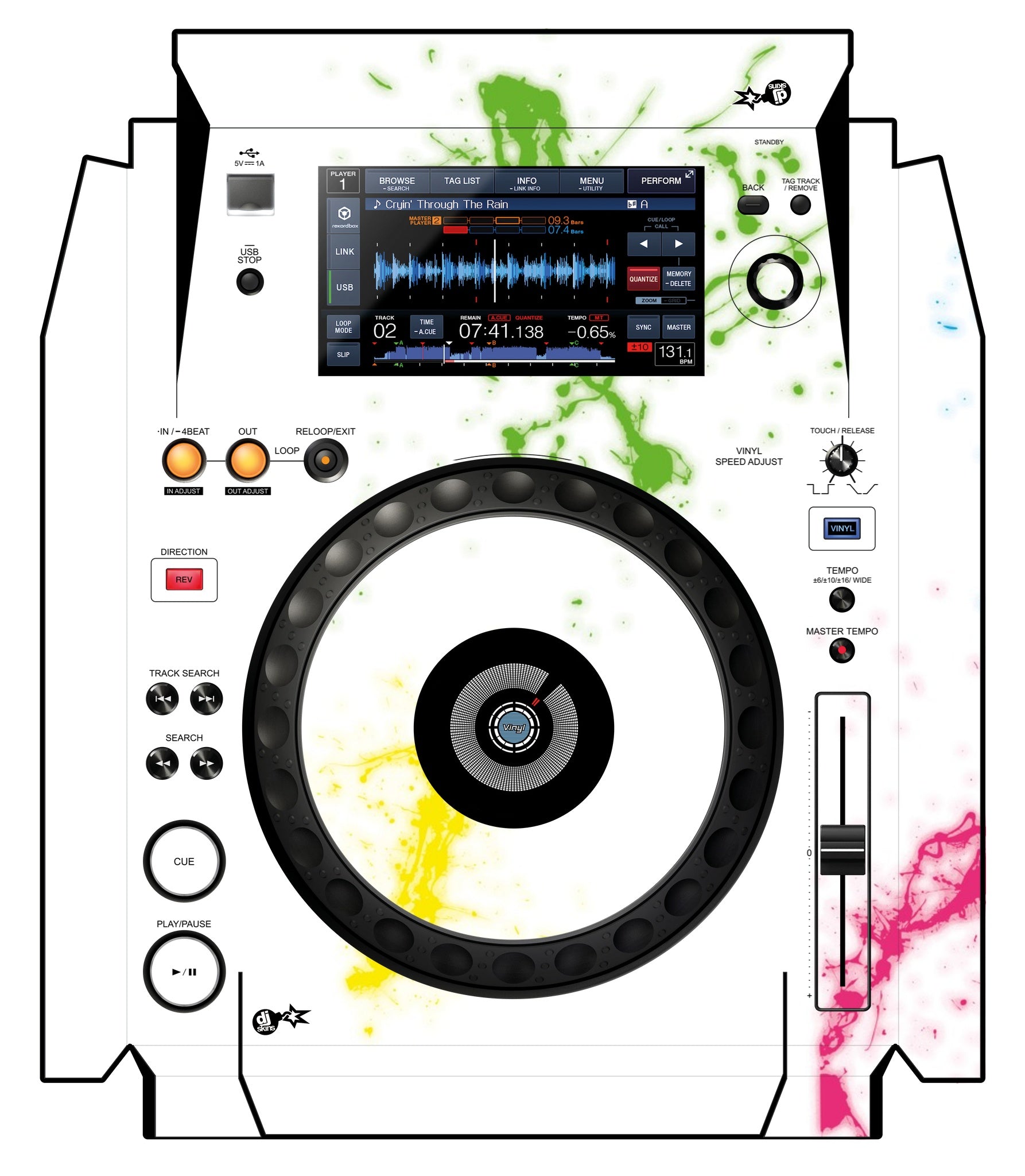 Pioneer DJ XDJ 1000 Skin Holi in Colors