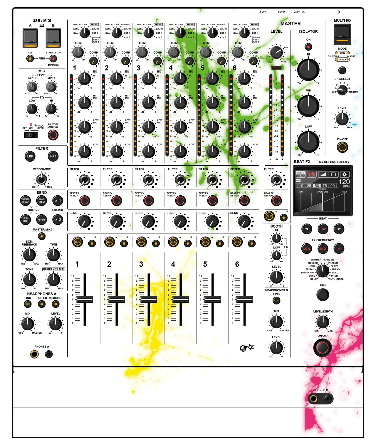 Pioneer DJ DJM V10 LF Skin Holi in Colors