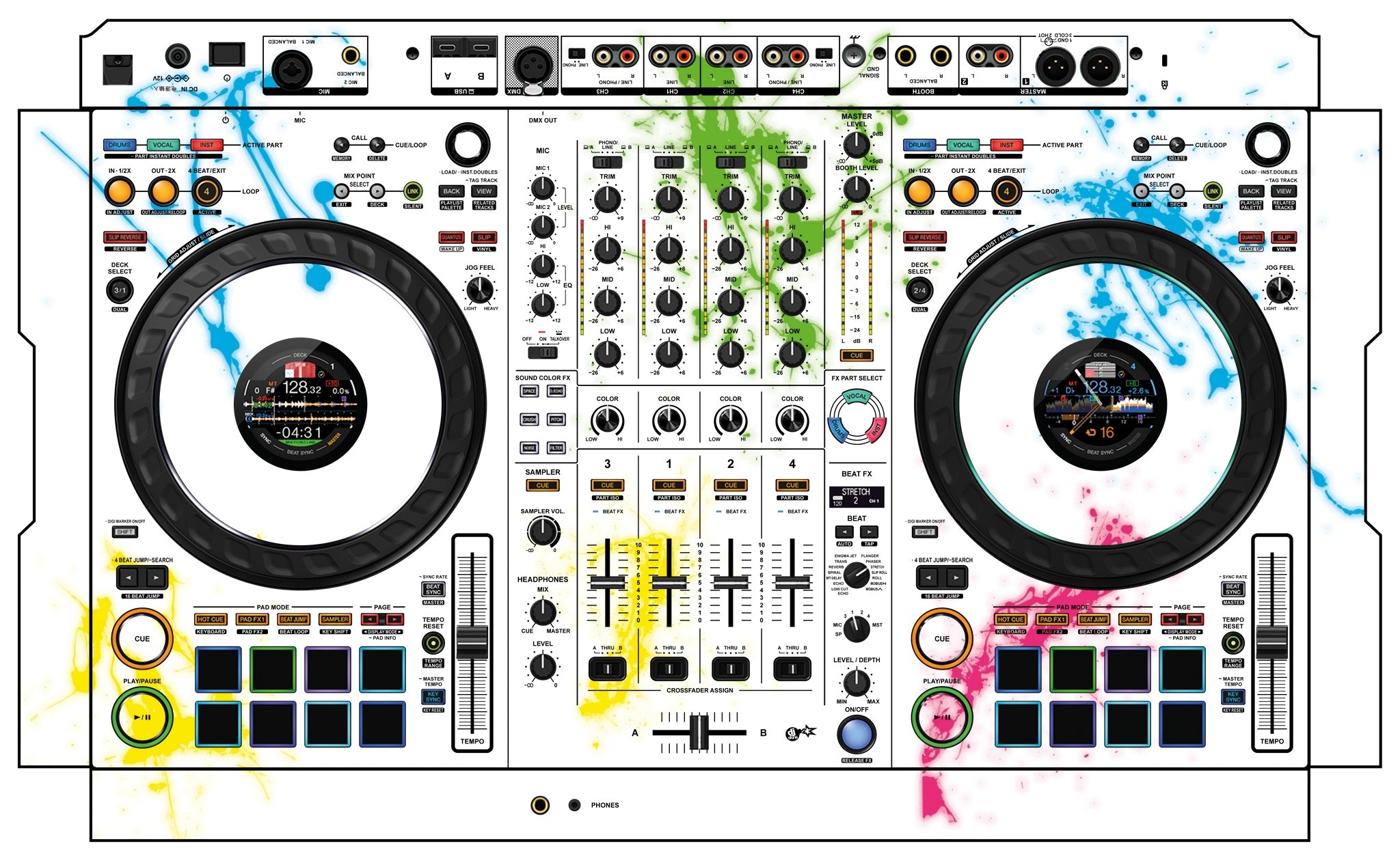 Pioneer DJ DDJ FLX10 Skin Holi in Colors