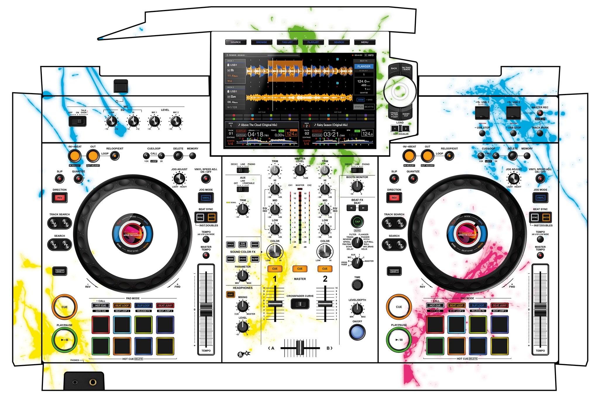 Pioneer DJ XDJ RX 3 Skin Holi in Colors