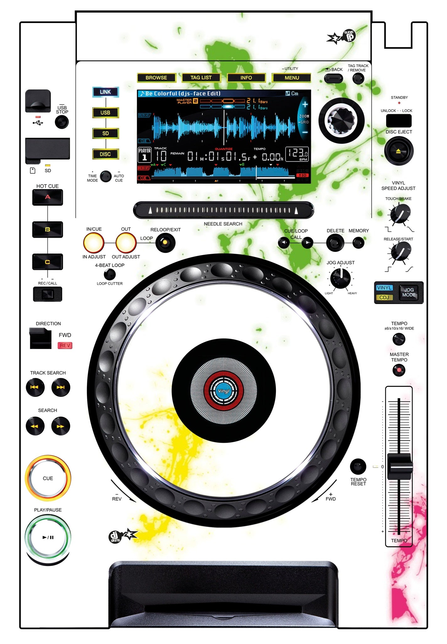 Pioneer DJ CDJ 2000 Skin Holi in Colors
