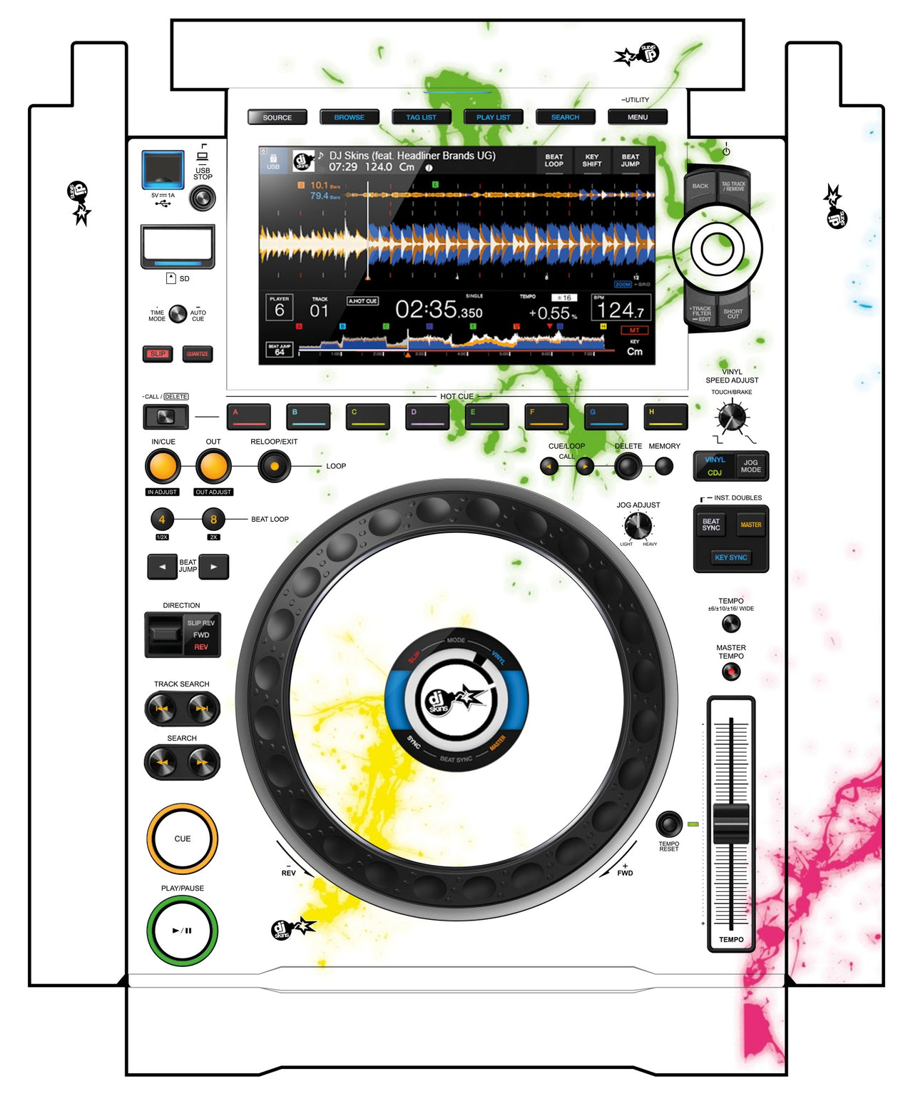Pioneer DJ CDJ 3000 incl. SIDES Skin Holi in Colors