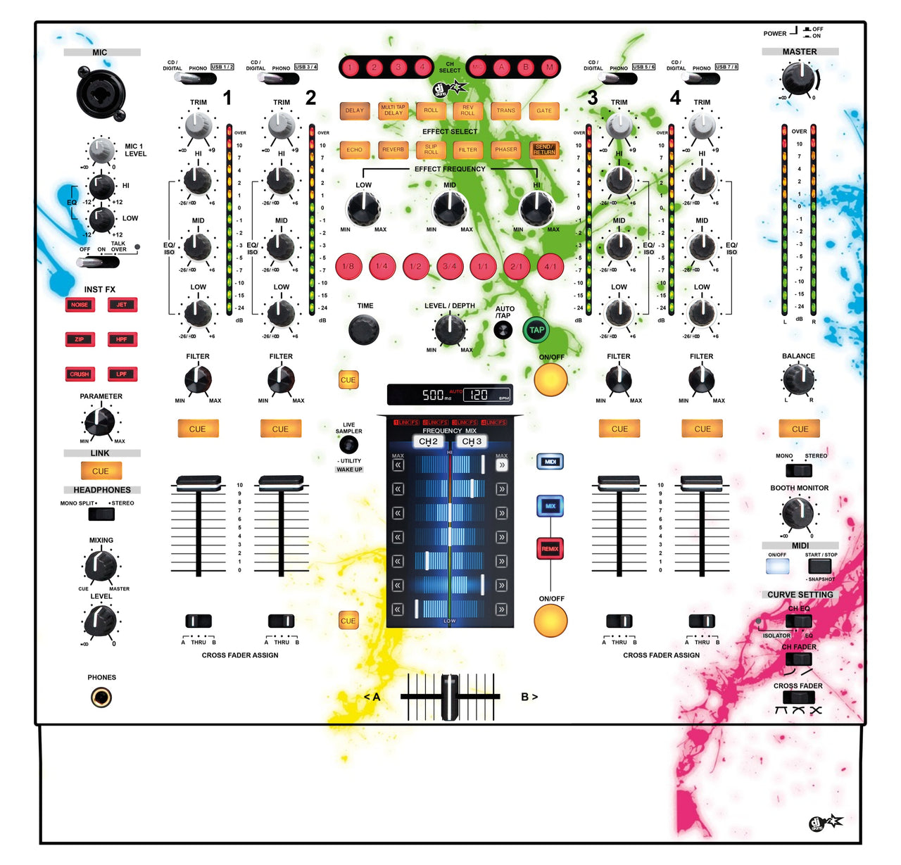 Pioneer DJ DJM 2000 Skin Holi in Colors