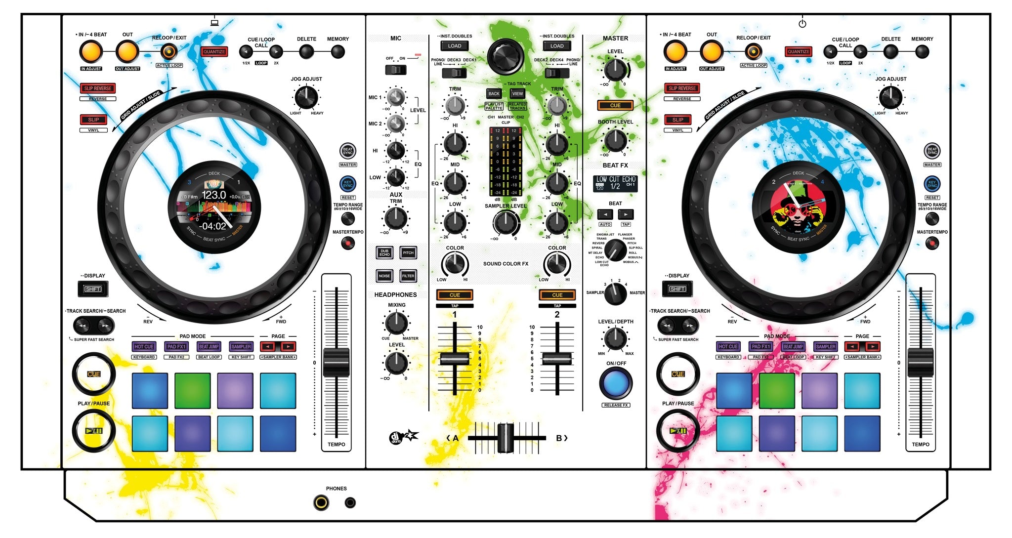 Pioneer DJ DDJ 800 Skin Holi in Colors