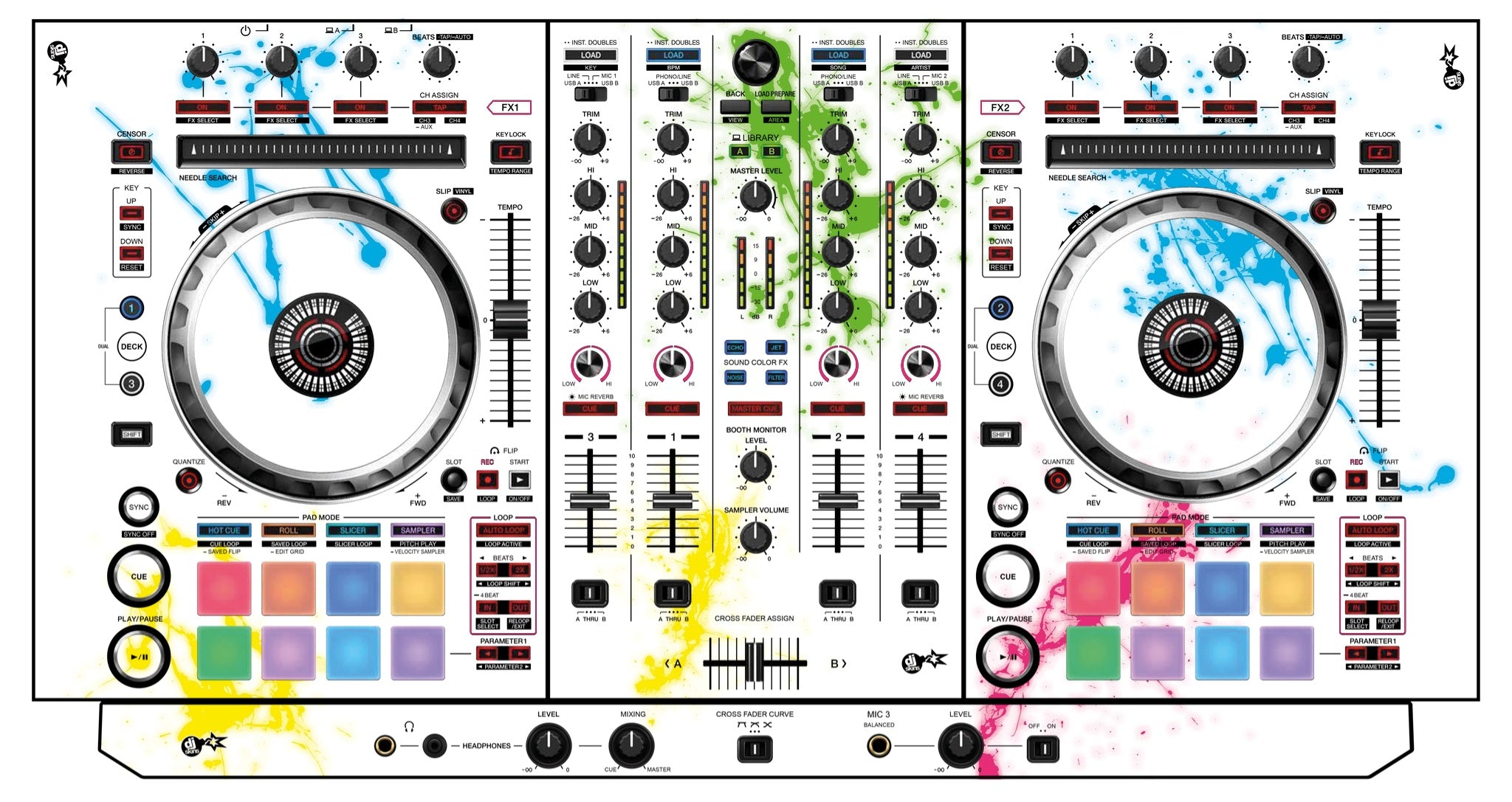 Pioneer DJ DDJ SX 3 Skin Holi in Colors