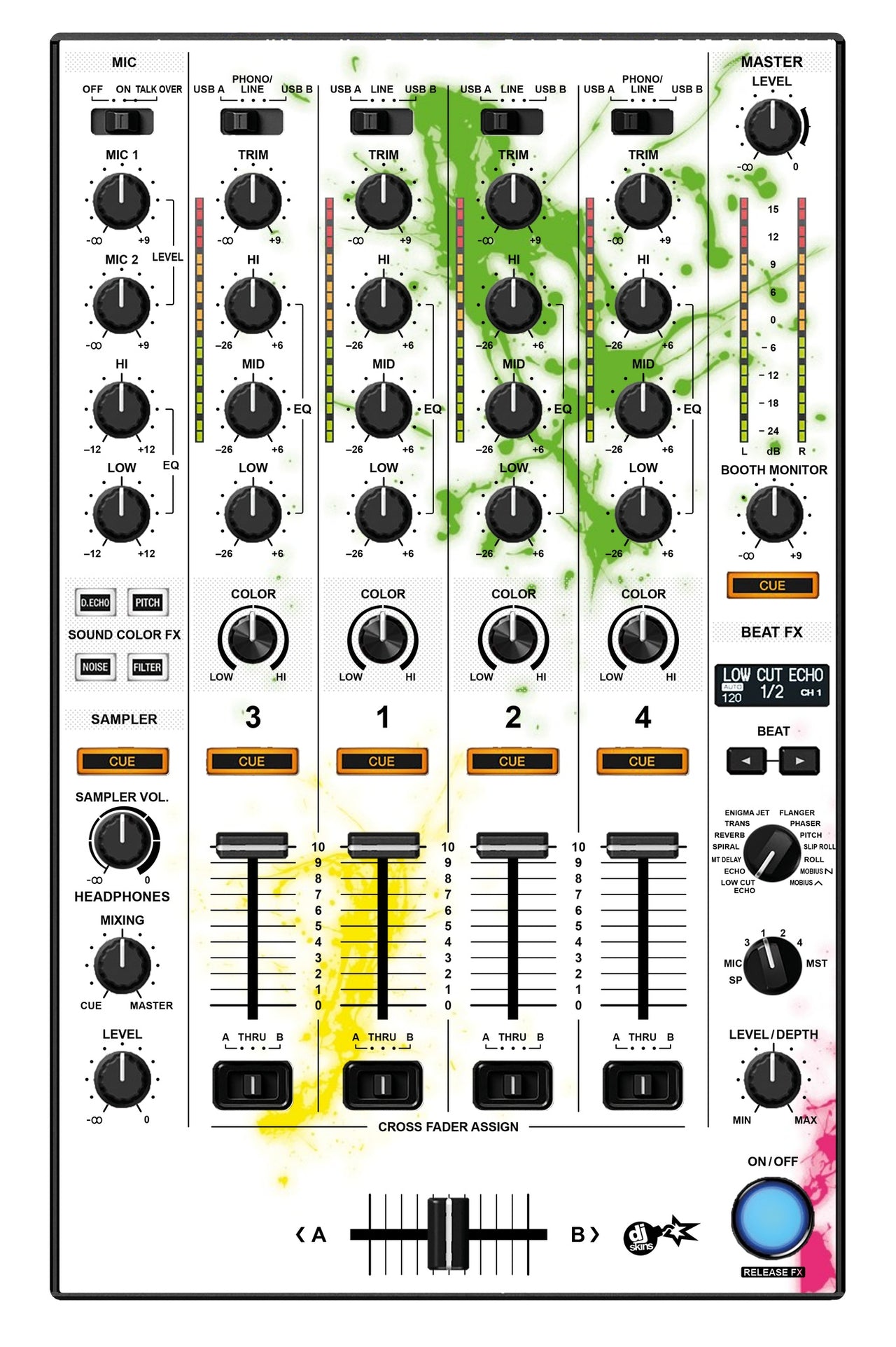 Pioneer DJ DDJ 1000 MIXER Skin Holi in Colors
