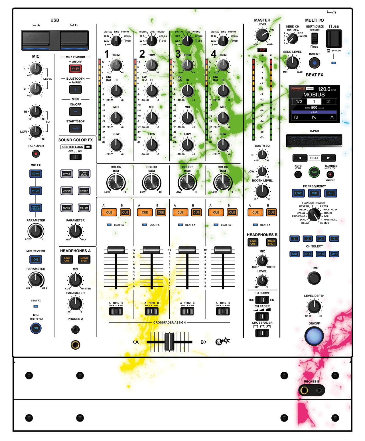 Pioneer DJ DJM A9 Skin Holi in Colors