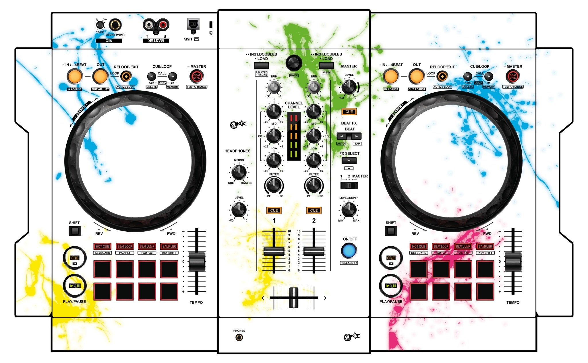 Pioneer DJ DDJ 400 Skin Holi in Colors
