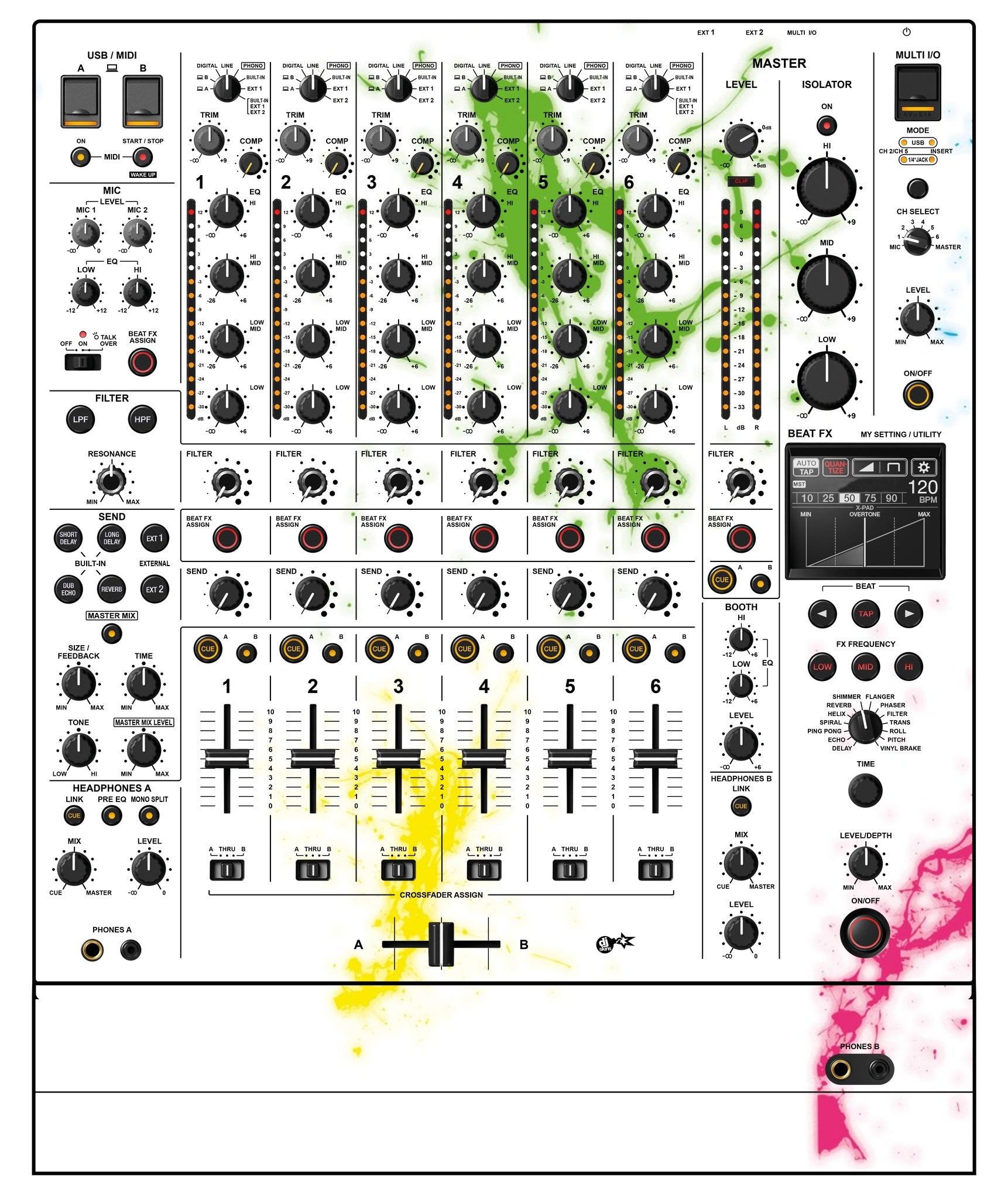 Pioneer DJ DJM V10 Skin Holi in Colors