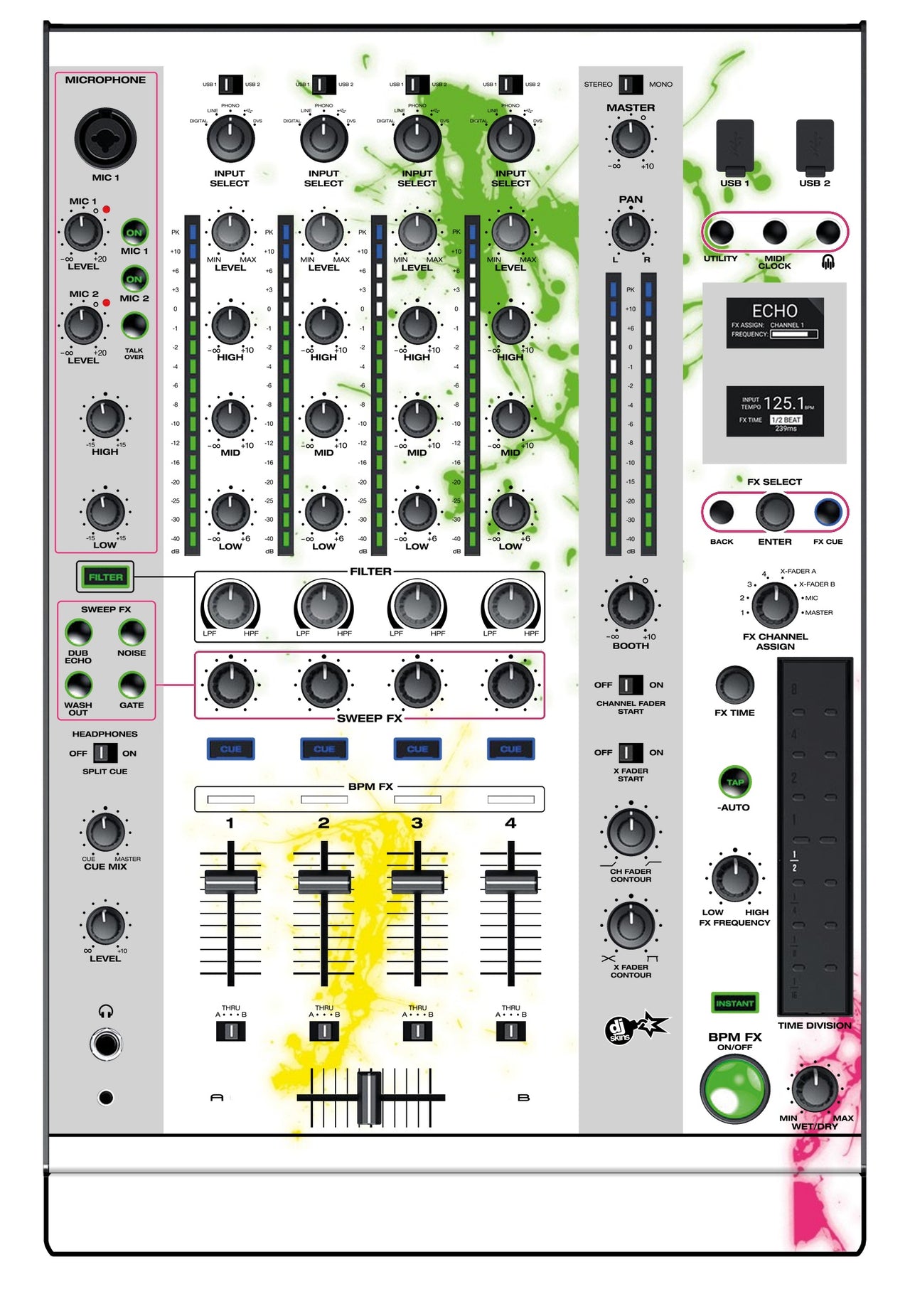 Denon DJ X 1800 Skin Holi in Colors