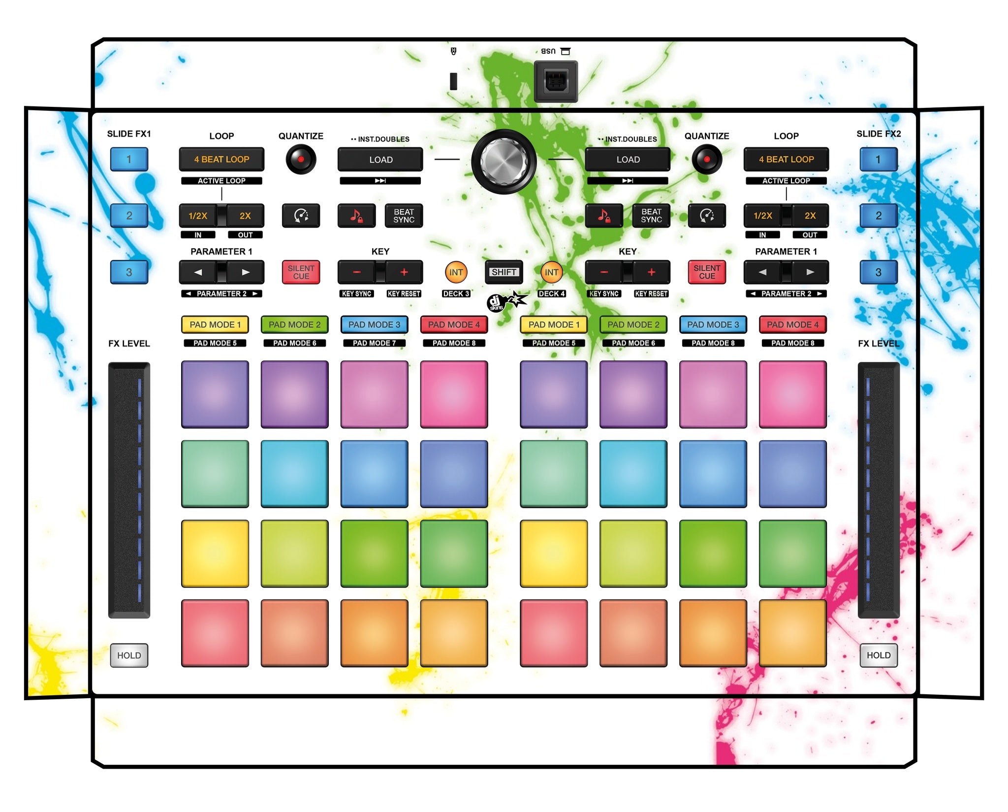 Pioneer DJ DDJ XP 2 Skin Holi in Colors