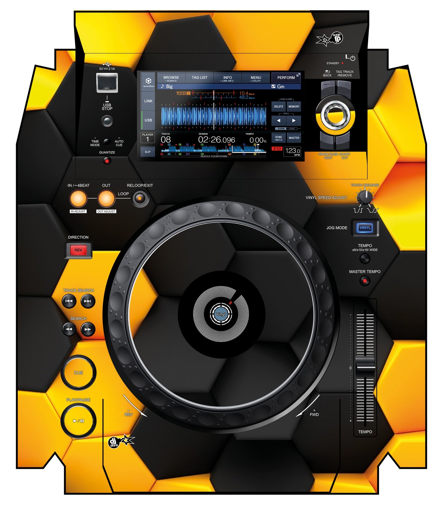 Pioneer DJ XDJ 1000 MK2 Skin Honeycomb