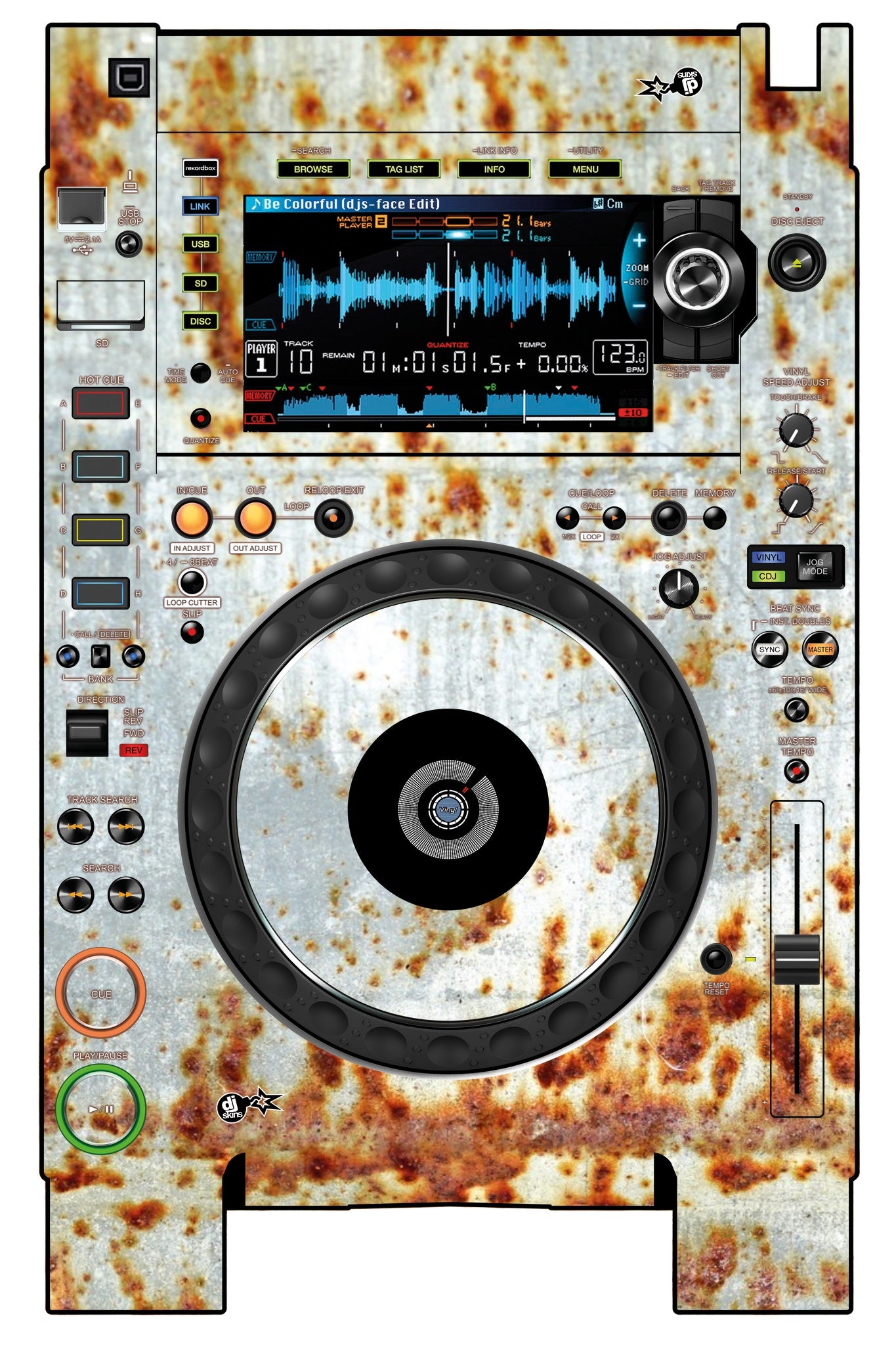 Pioneer DJ CDJ 2000 NEXUS 2 Skin In-Rust-Rial
