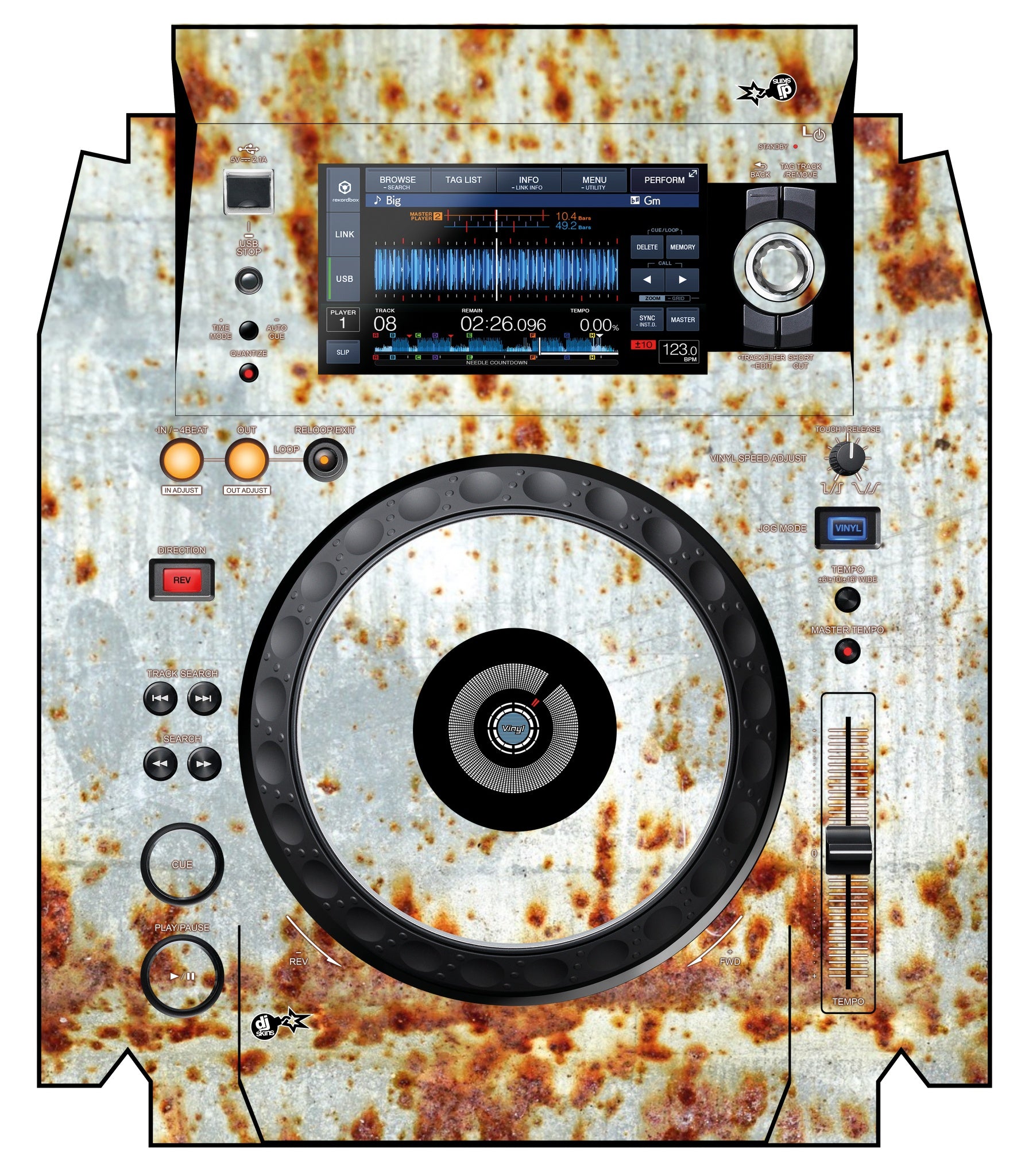 Pioneer DJ XDJ 1000 MK2 Skin In-Rust-Rial
