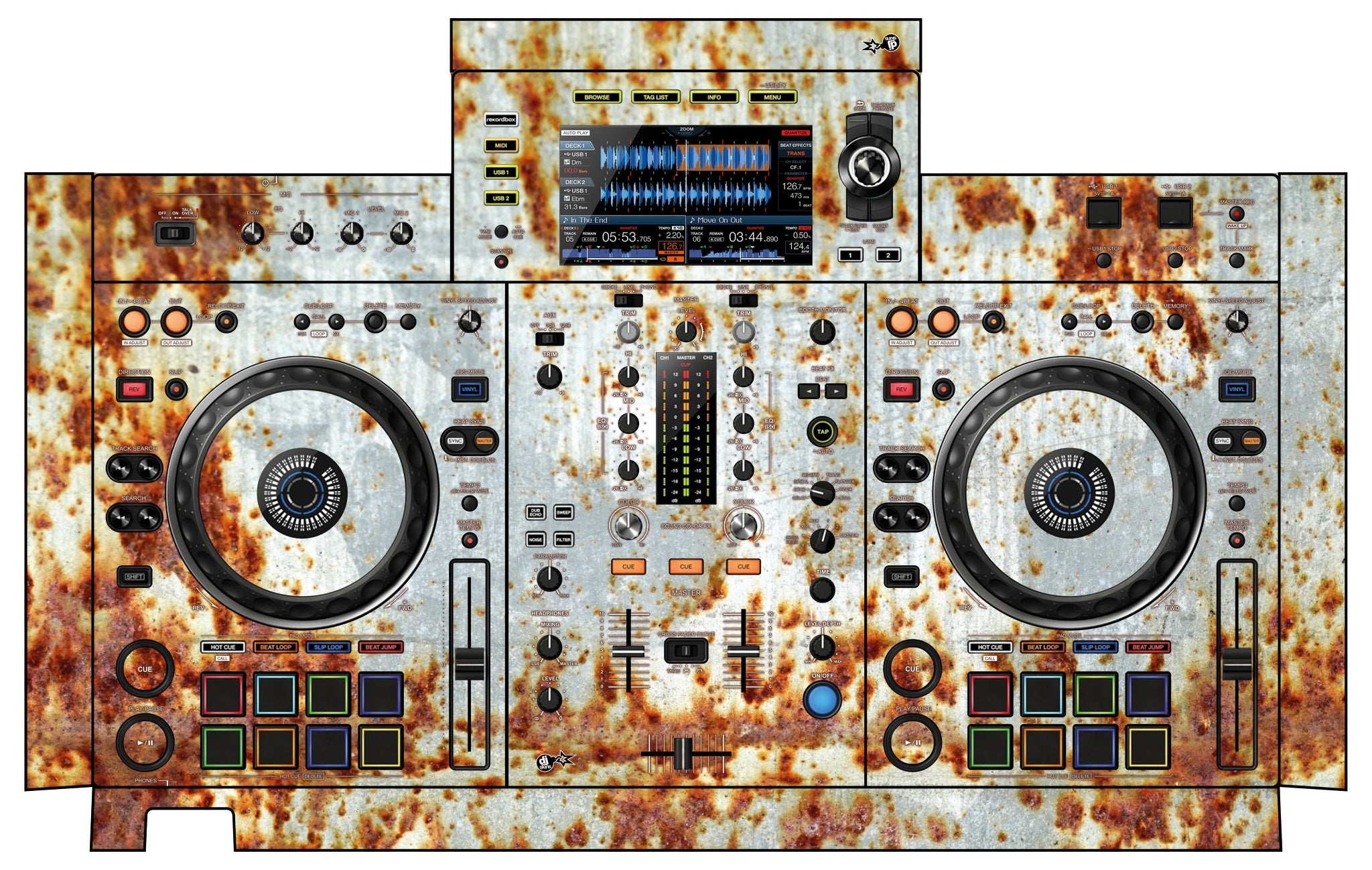 Pioneer DJ XDJ RX 2 Skin In-Rust-Rial